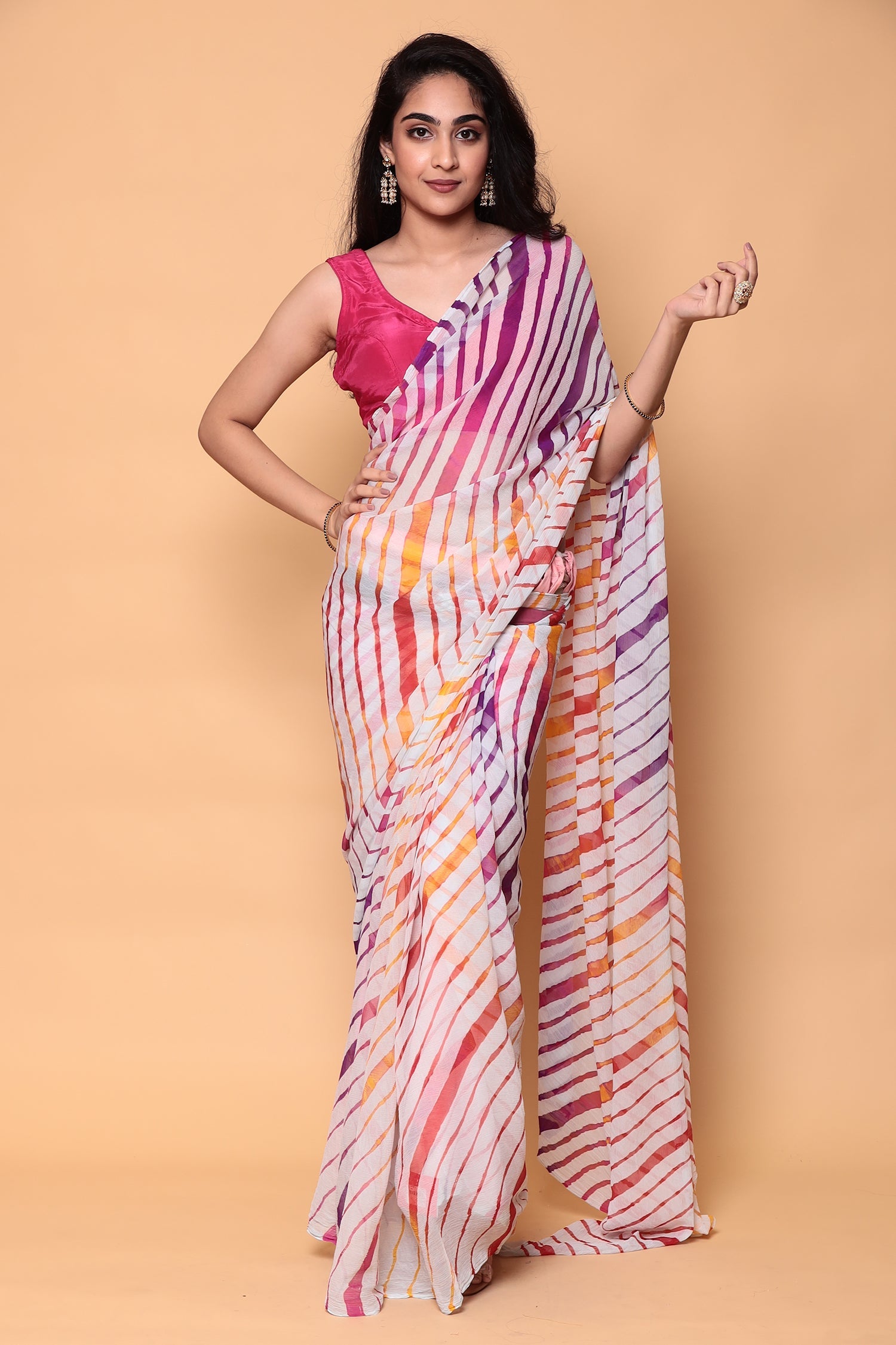 Leheriya Pure Chiffon Saree