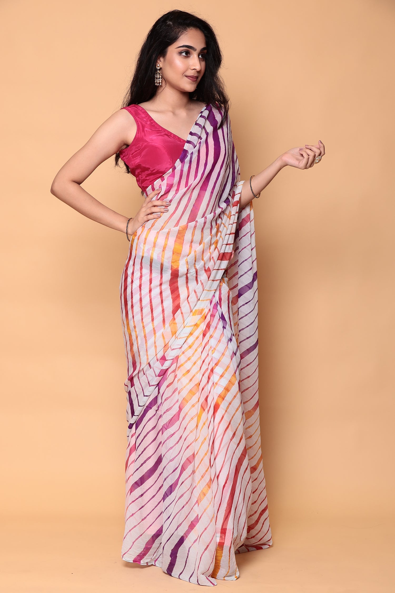 Leheriya Pure Chiffon Saree