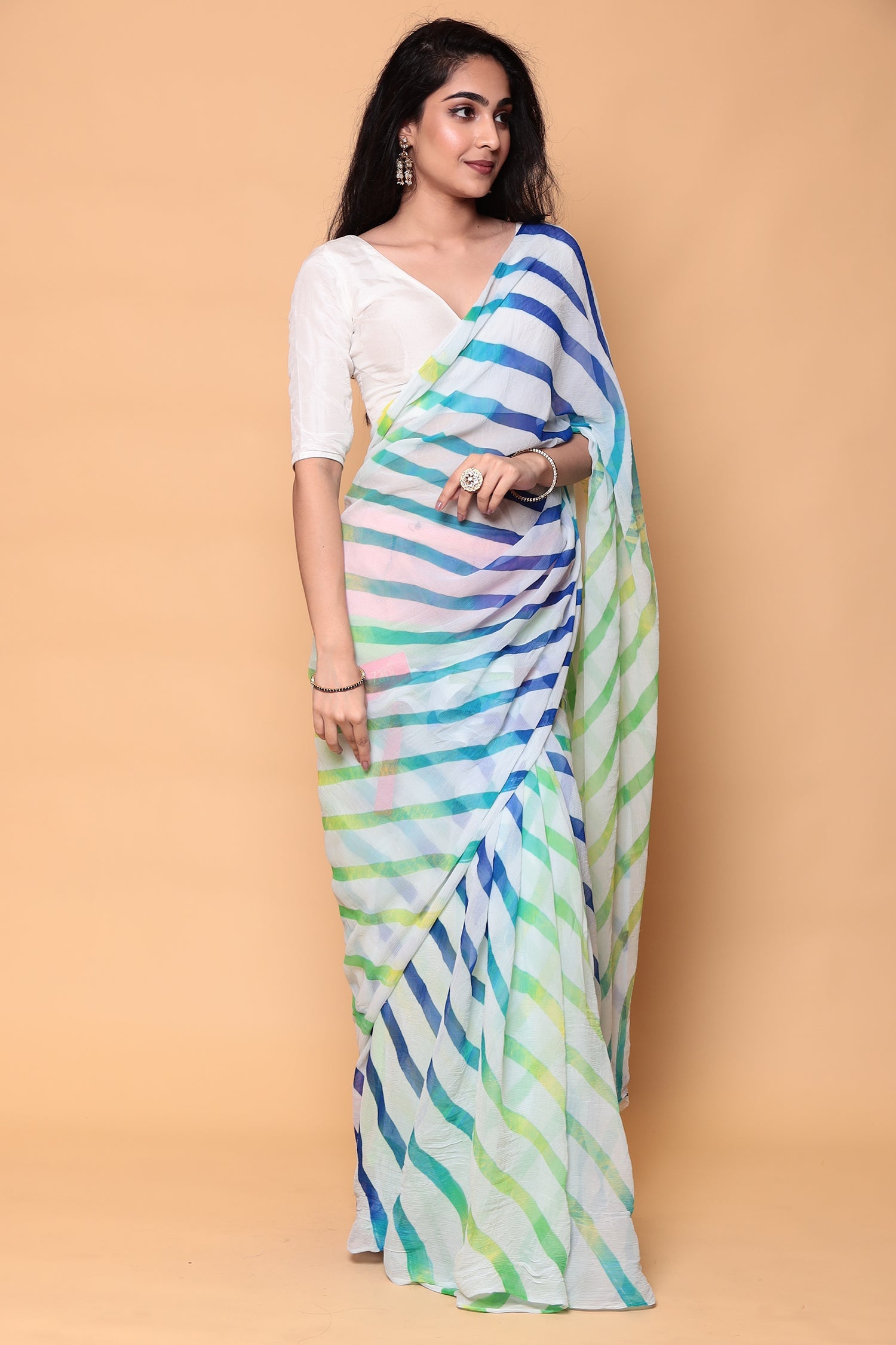 Leheriya Pure Chiffon Saree
