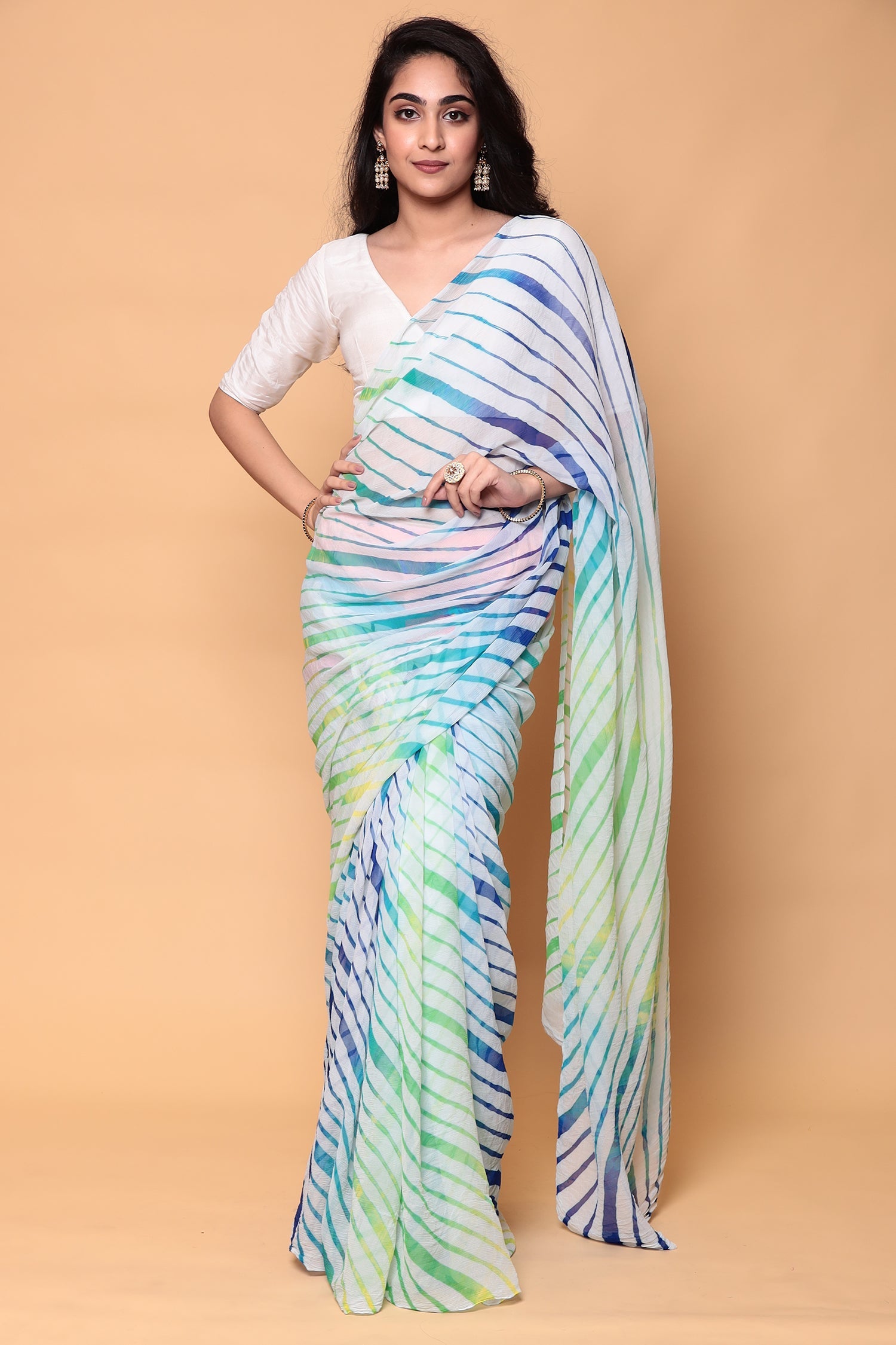 Leheriya Pure Chiffon Saree