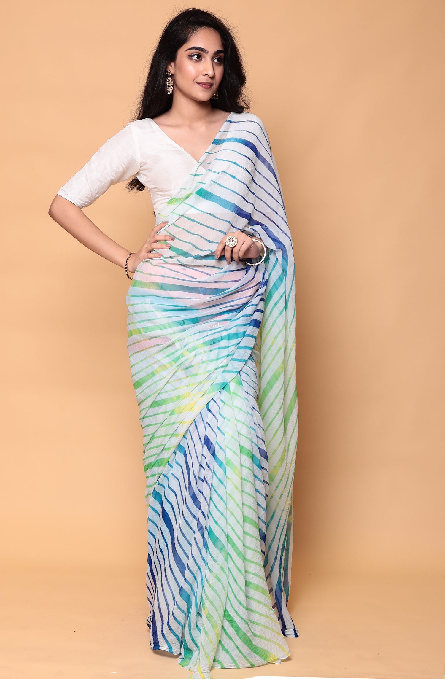 Leheriya Pure Chiffon Saree