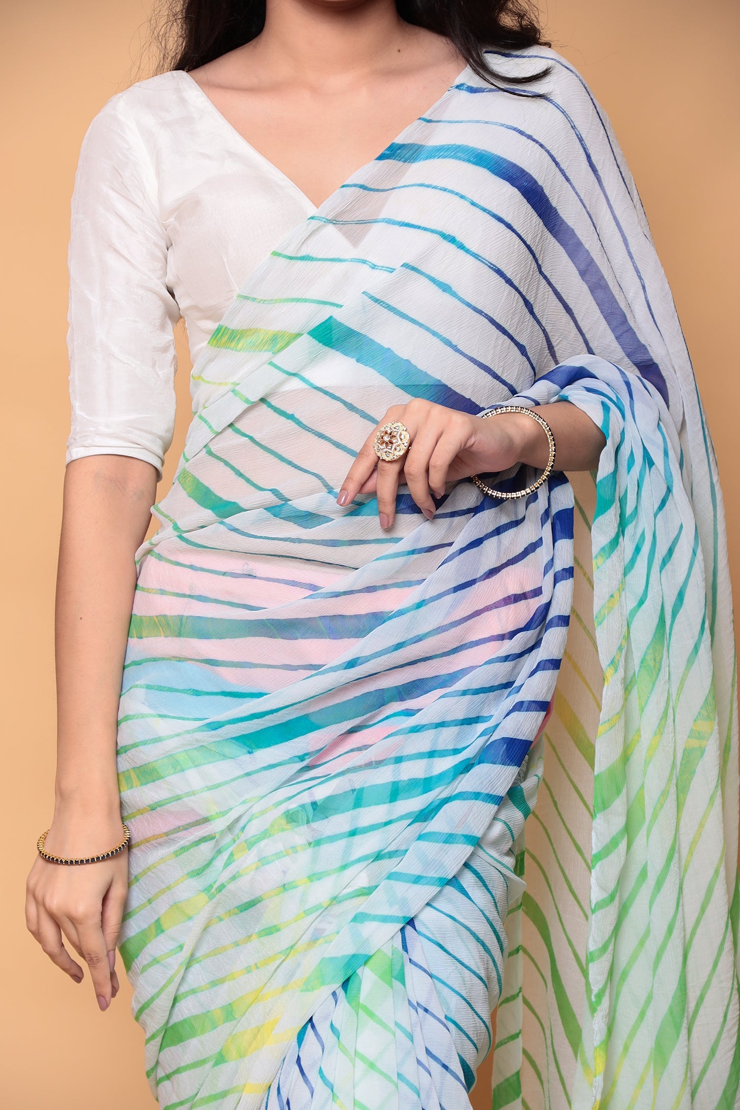 Leheriya Pure Chiffon Saree