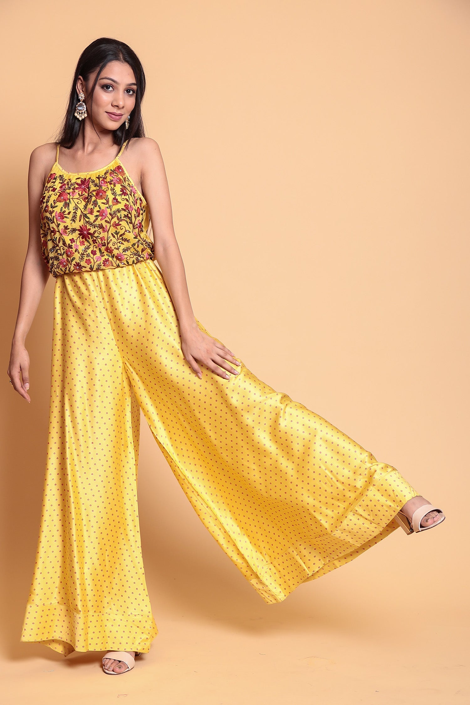 Silk Jump Suit with Thread work.