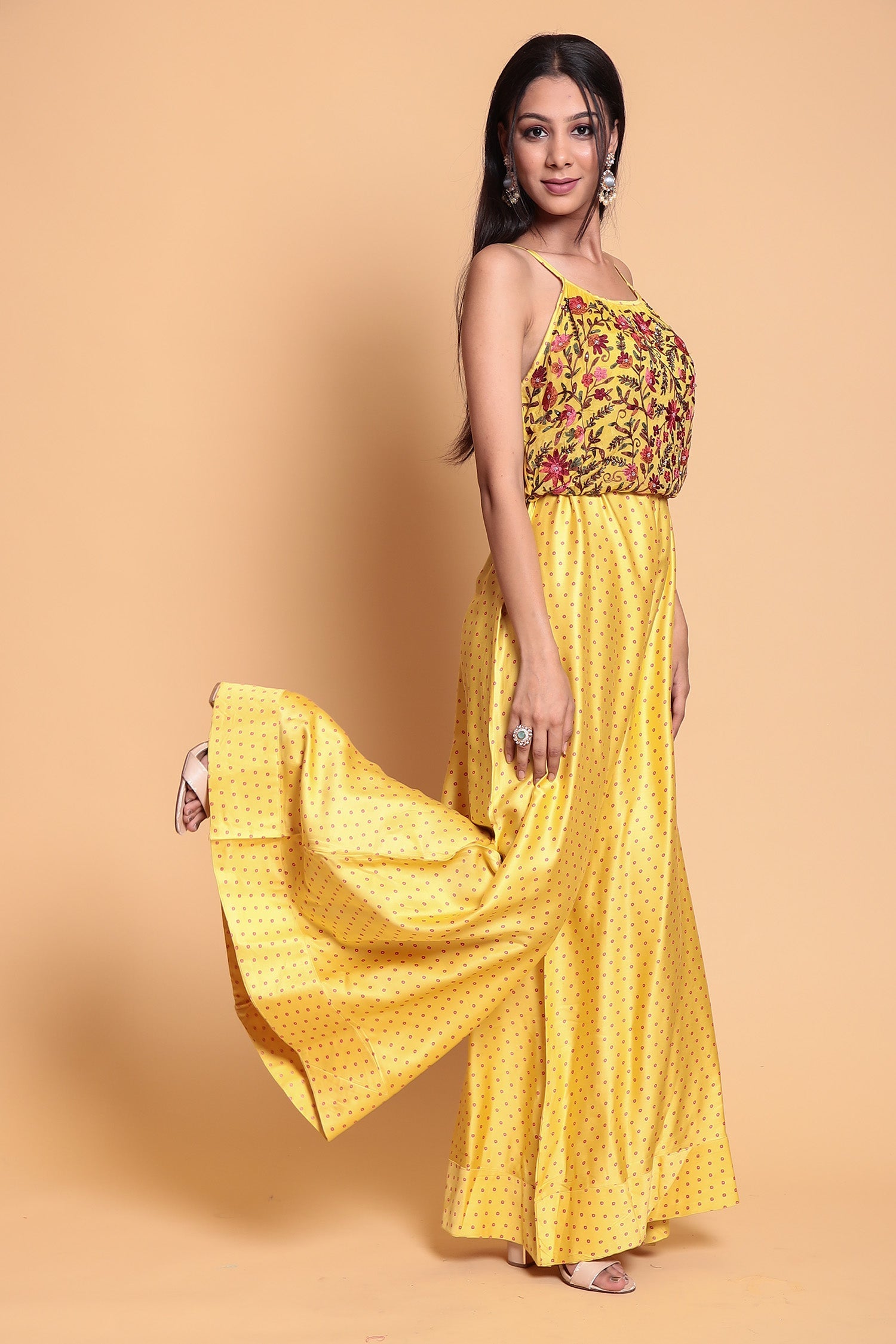 Silk Jump Suit with Thread work.