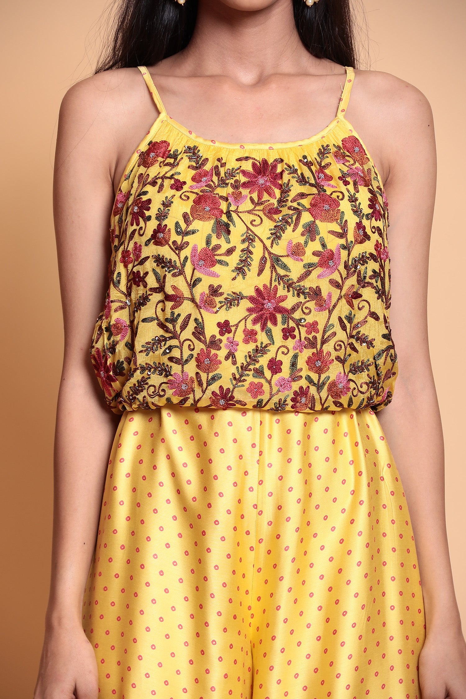 Silk Jump Suit with Thread work.