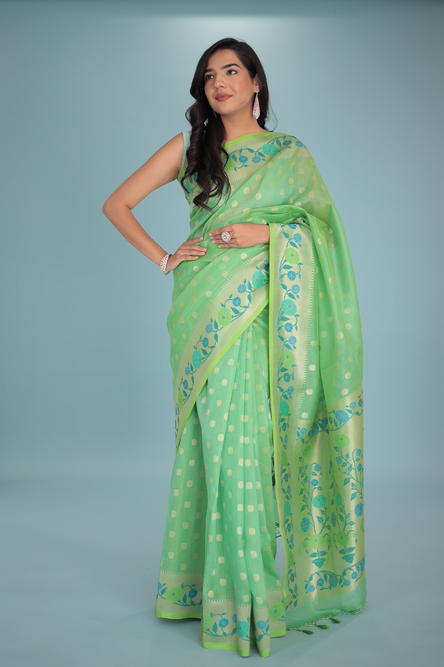 Hand Woven Kota Doria Pure Silk Saree
