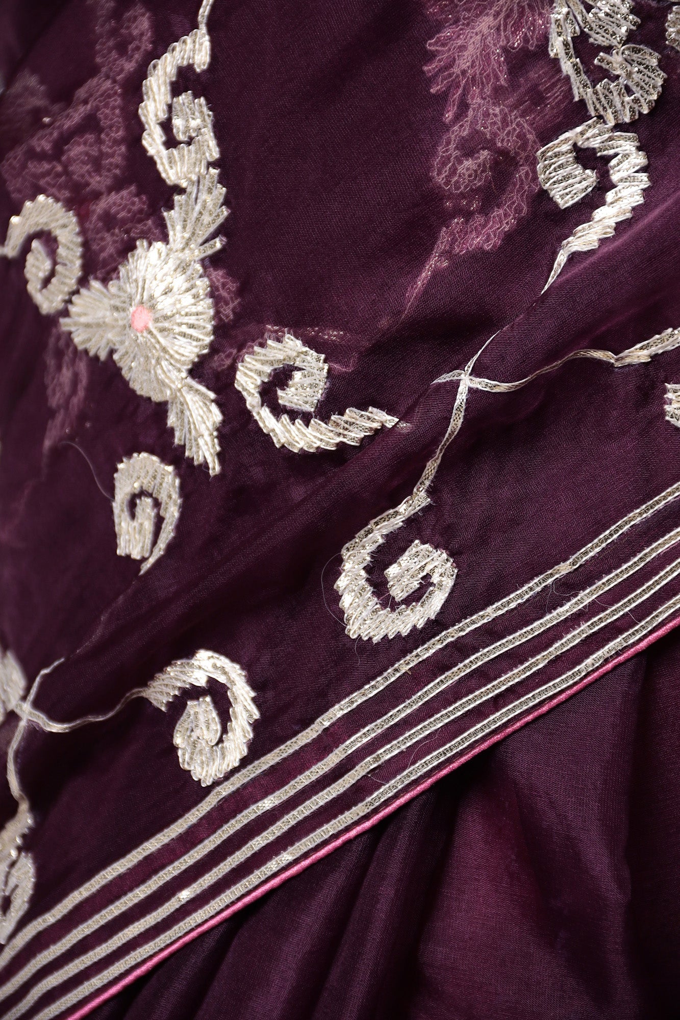 Exquisite Organza Saree with Intricate Gota Embellishments.