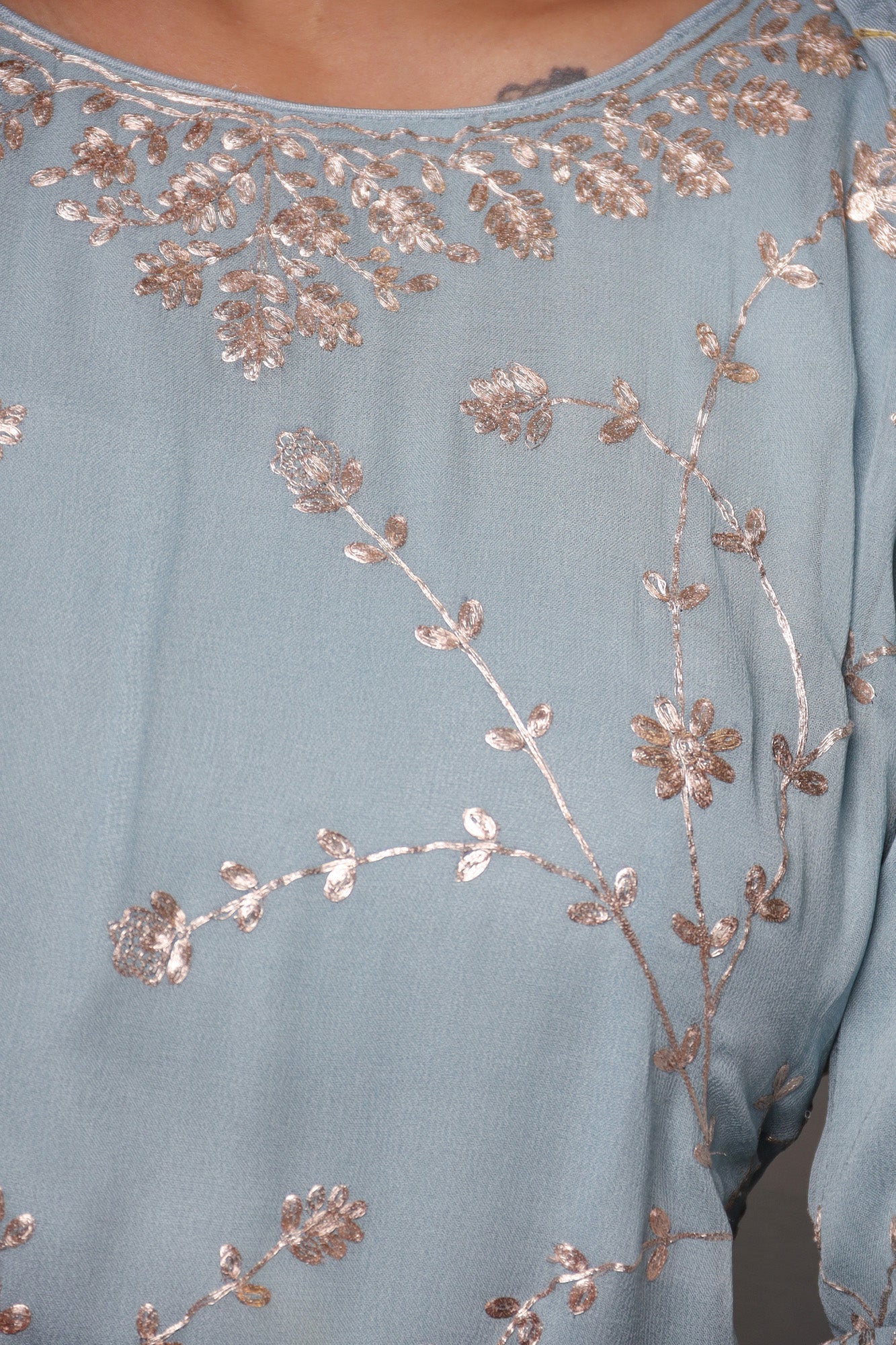 Georgette Straight Cut Sharara Suit with Pittan work.