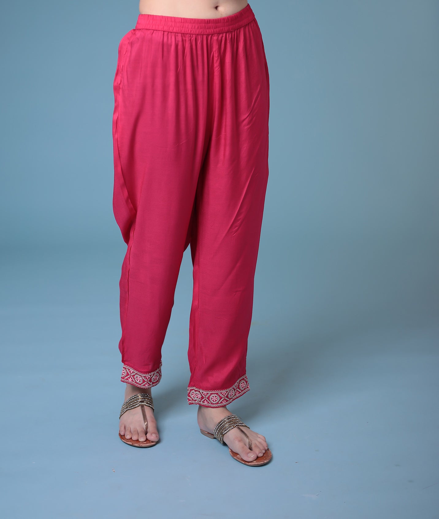 Printed Silk Kurta Set Stitched with Embroidered work.