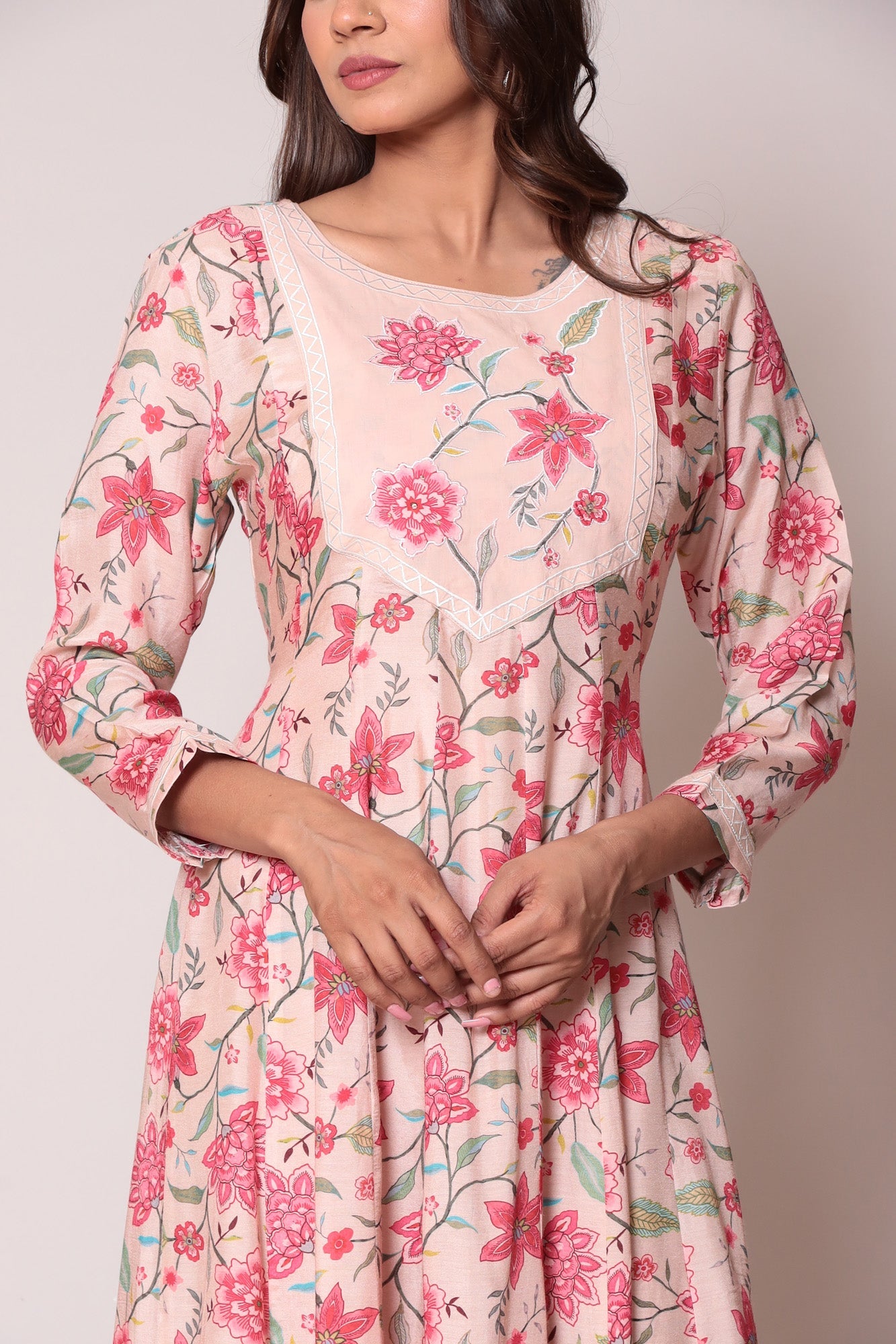 Floral Print Casual  Muslin Anarkali Kurta