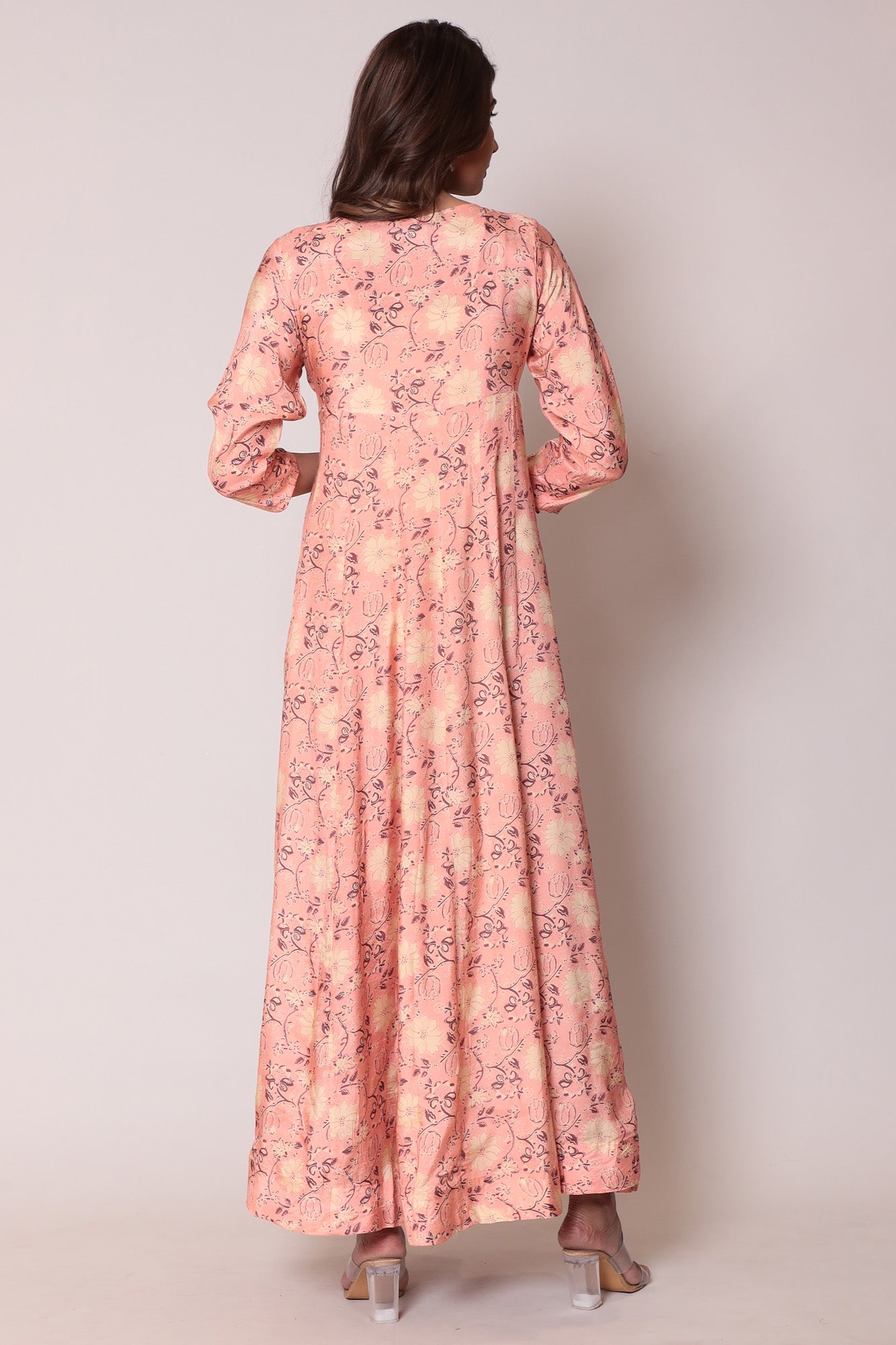 Floral Print Casual Muslin Anarkali Kurta
