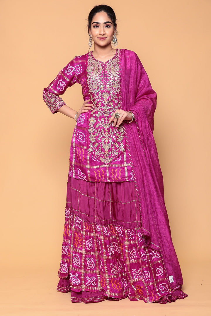 Silk Suit with Gota Patti work.