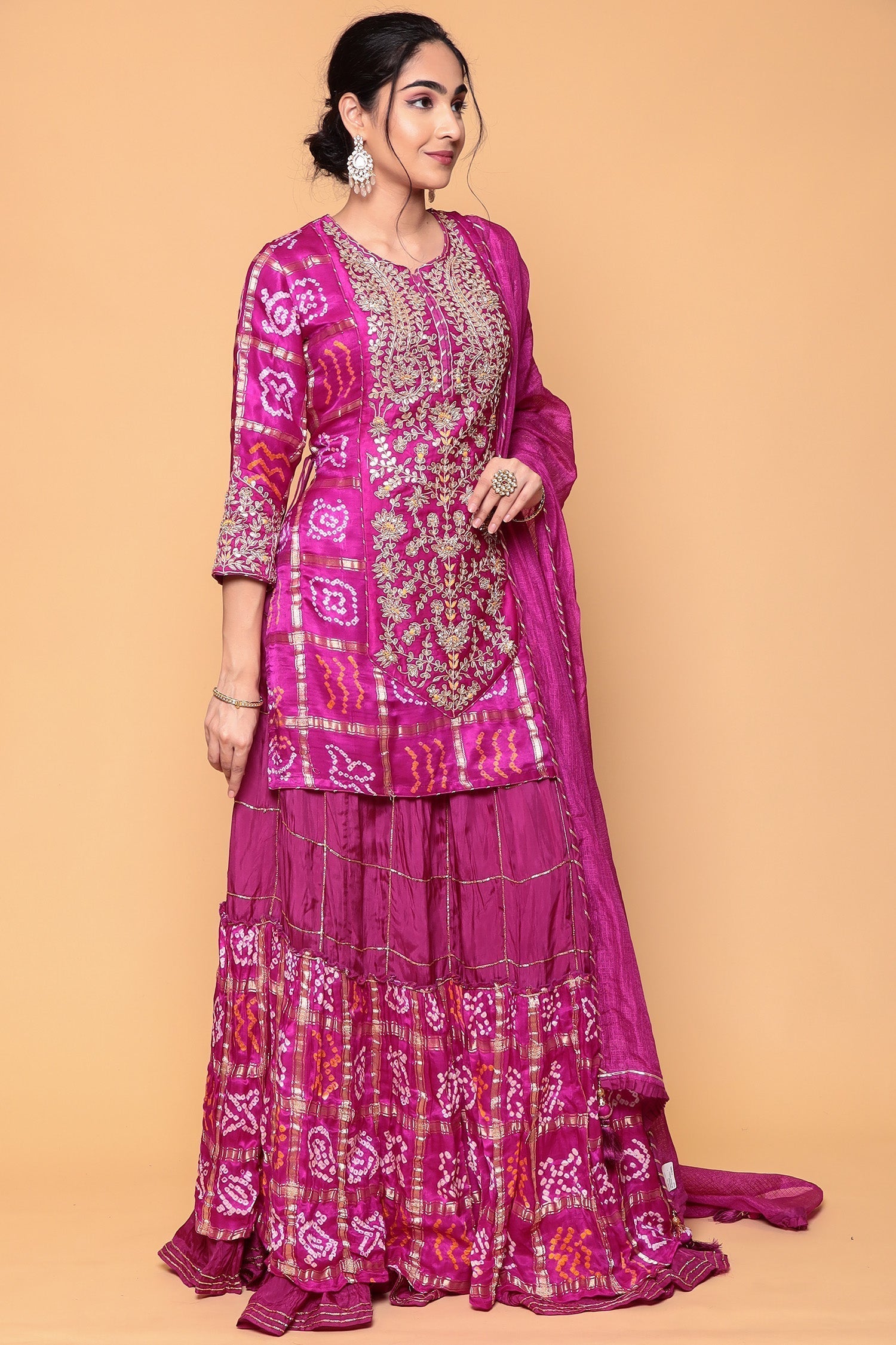 Silk Suit with Gota Patti work.