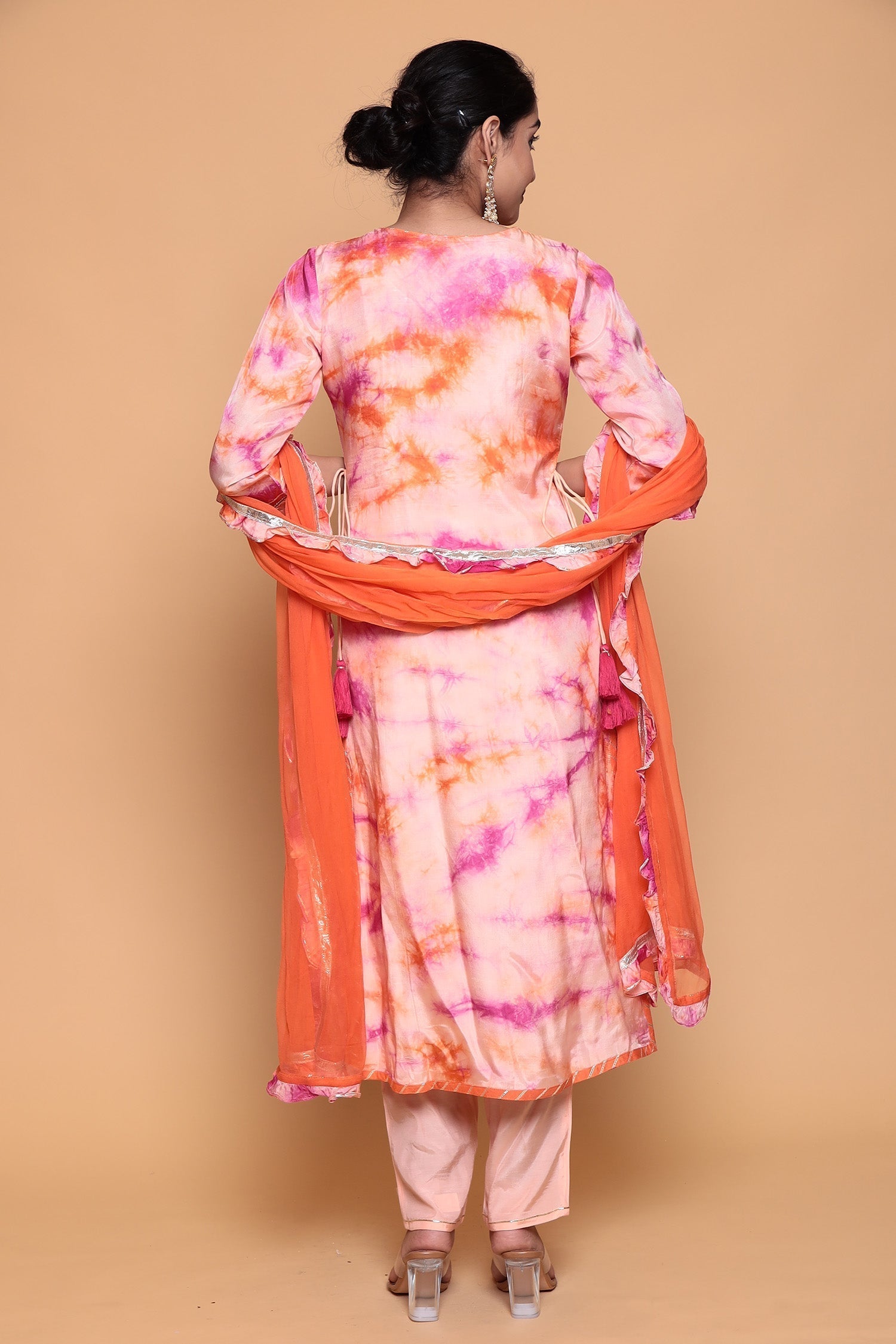 Silk Suit  with Gota Patti, Tie & Dye work.