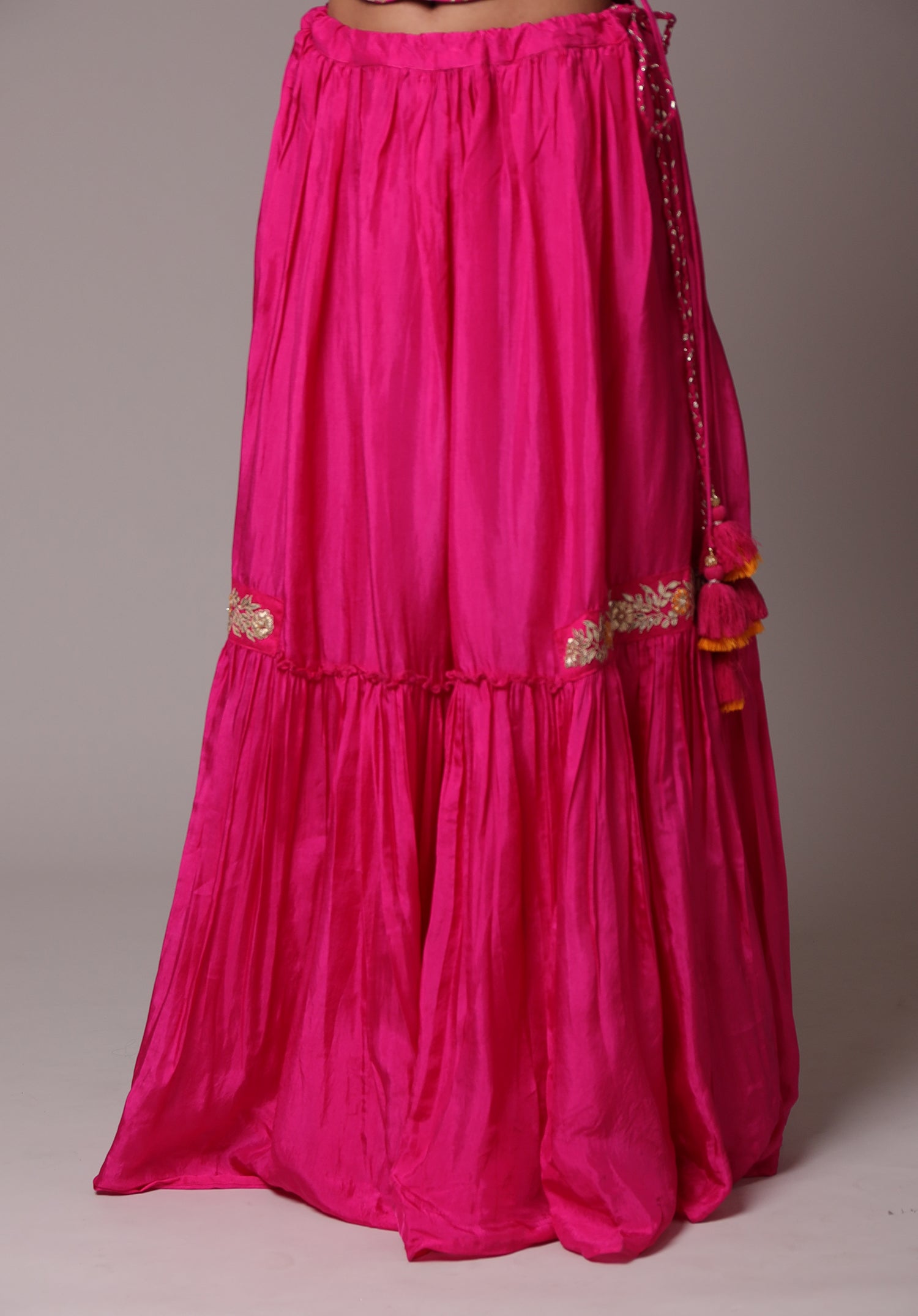 Embroidered Straight Silk Suit with Gota Patti work.