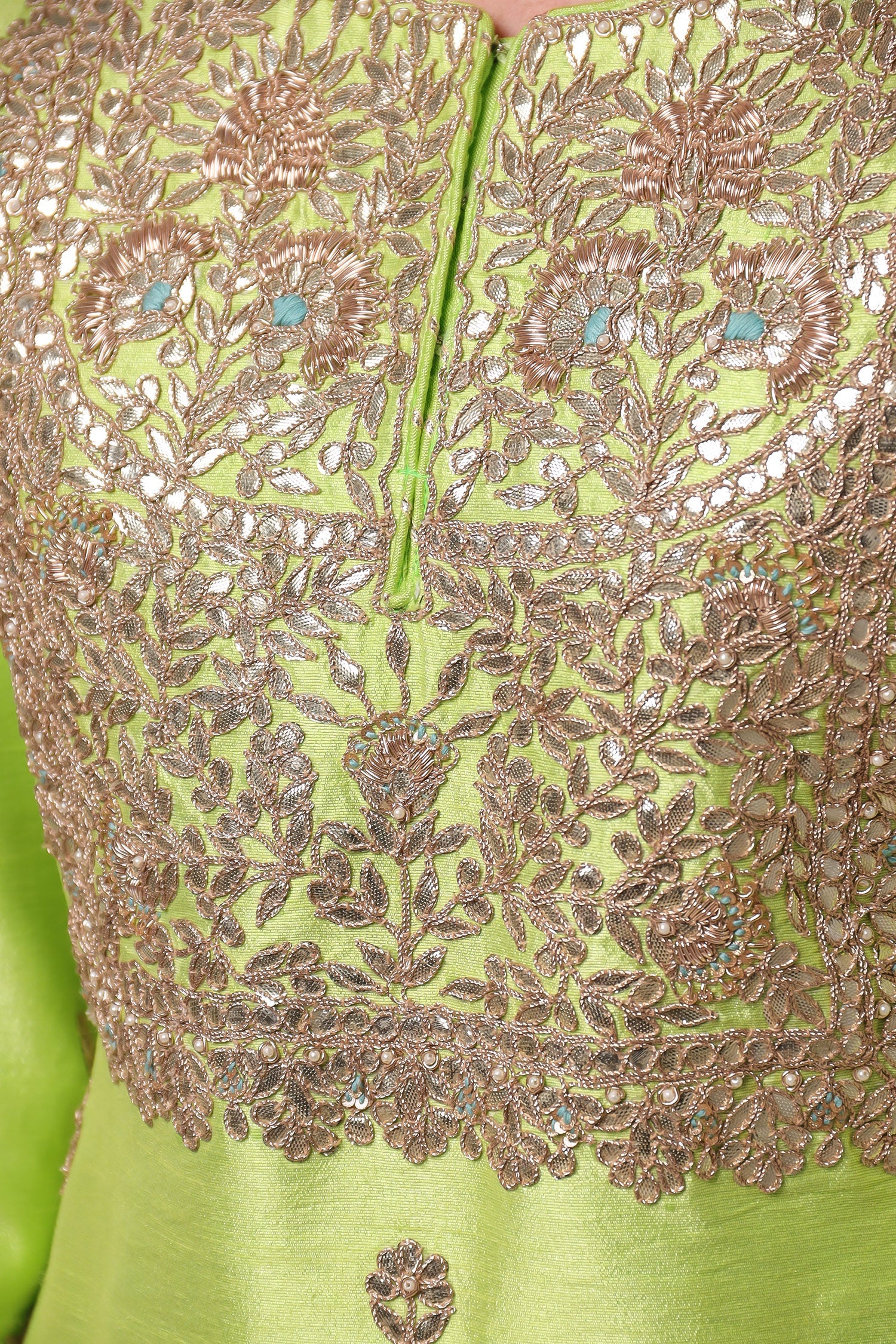 Embroidered Straight Silk Suit with Gota Patti work.