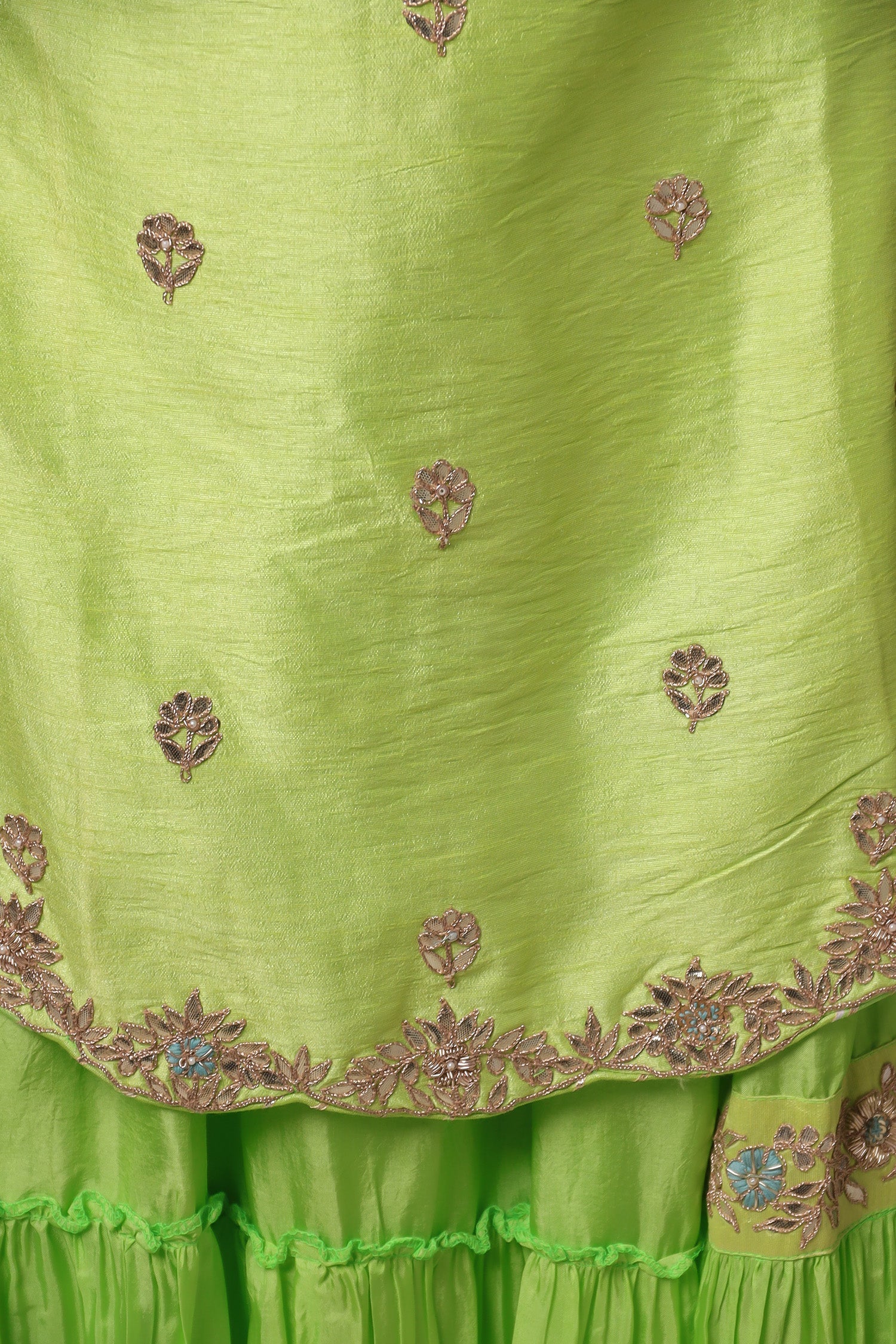Embroidered Straight Silk Suit with Gota Patti work.