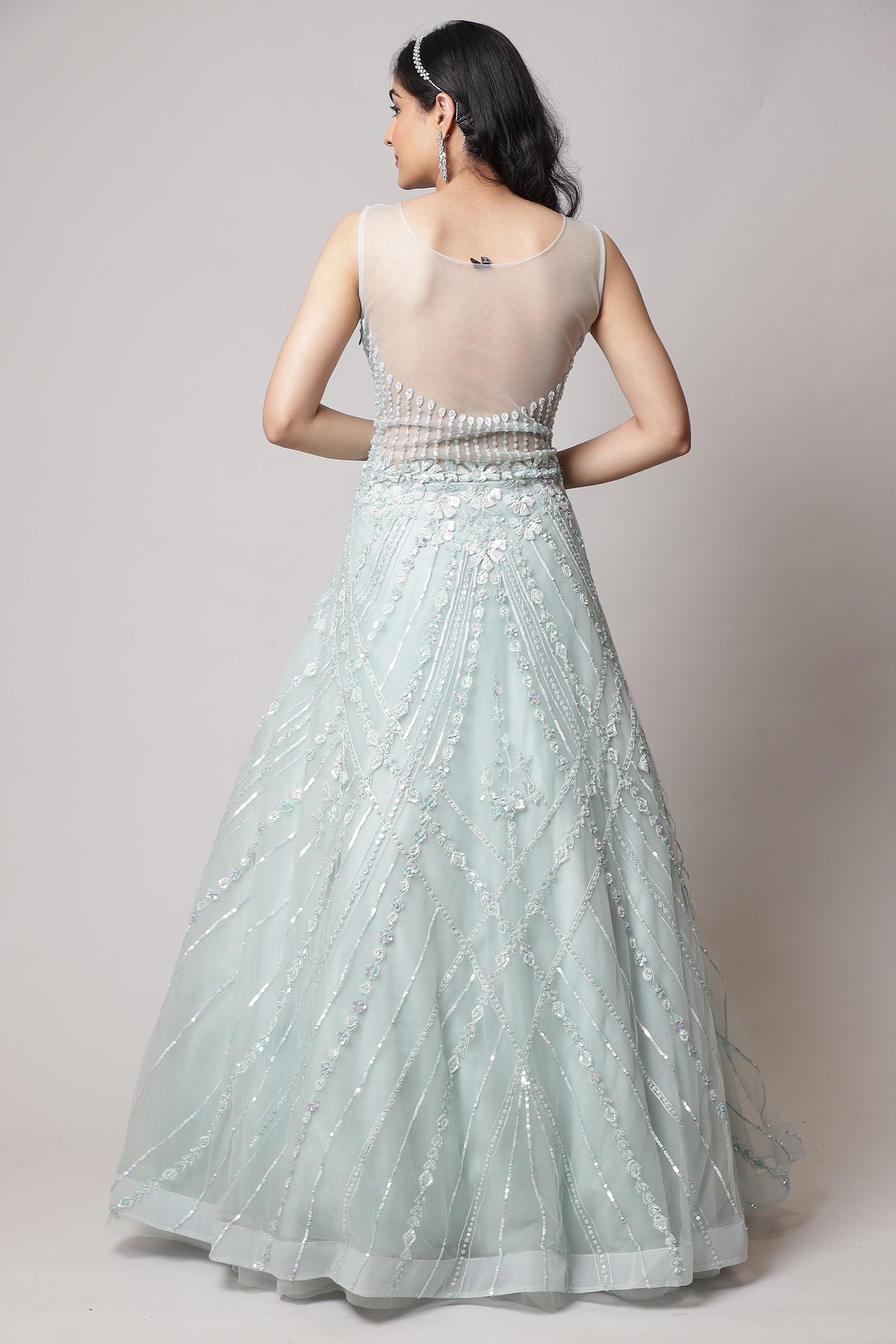 Net Gown with Sequins work.