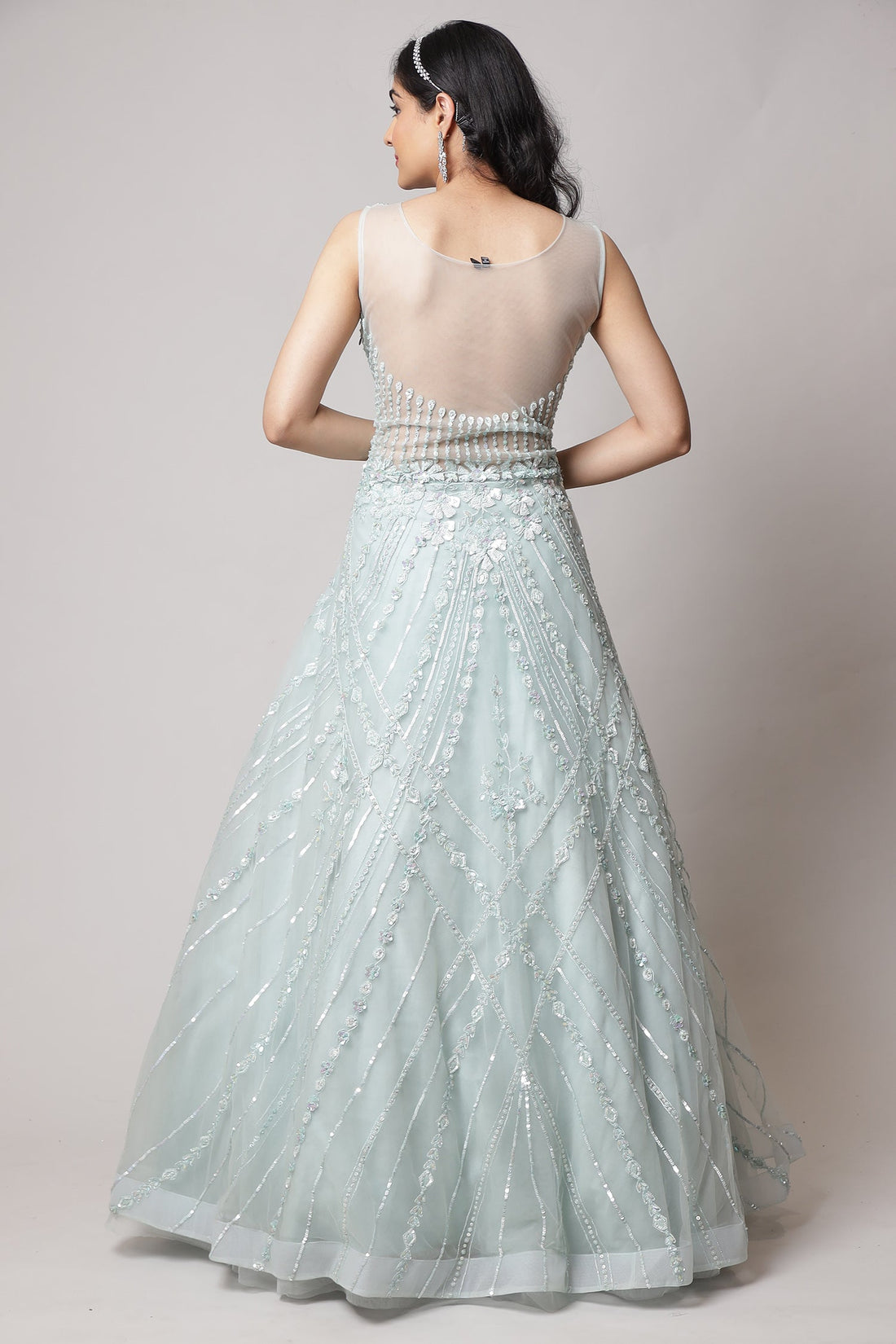 Net Gown with Sequins work.