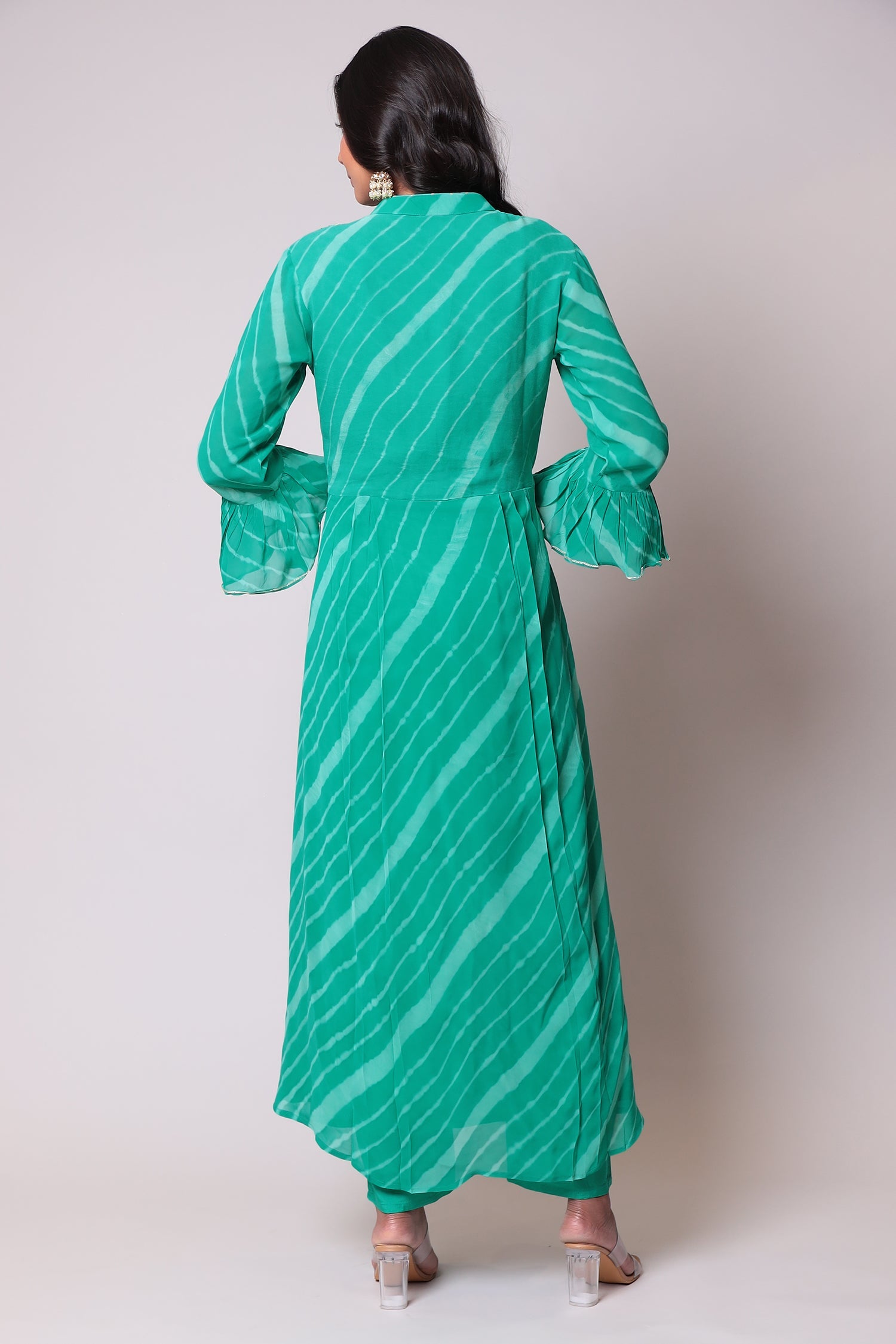 Leheriya Georgette Suit with Gota Patti work.