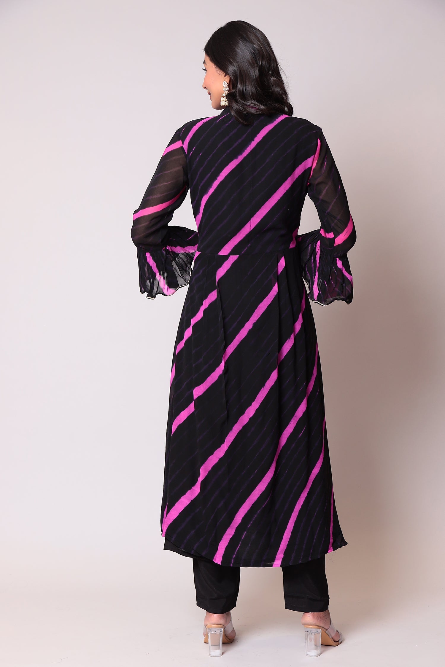 Leheriya Georgette Suit with Gota Patti work.