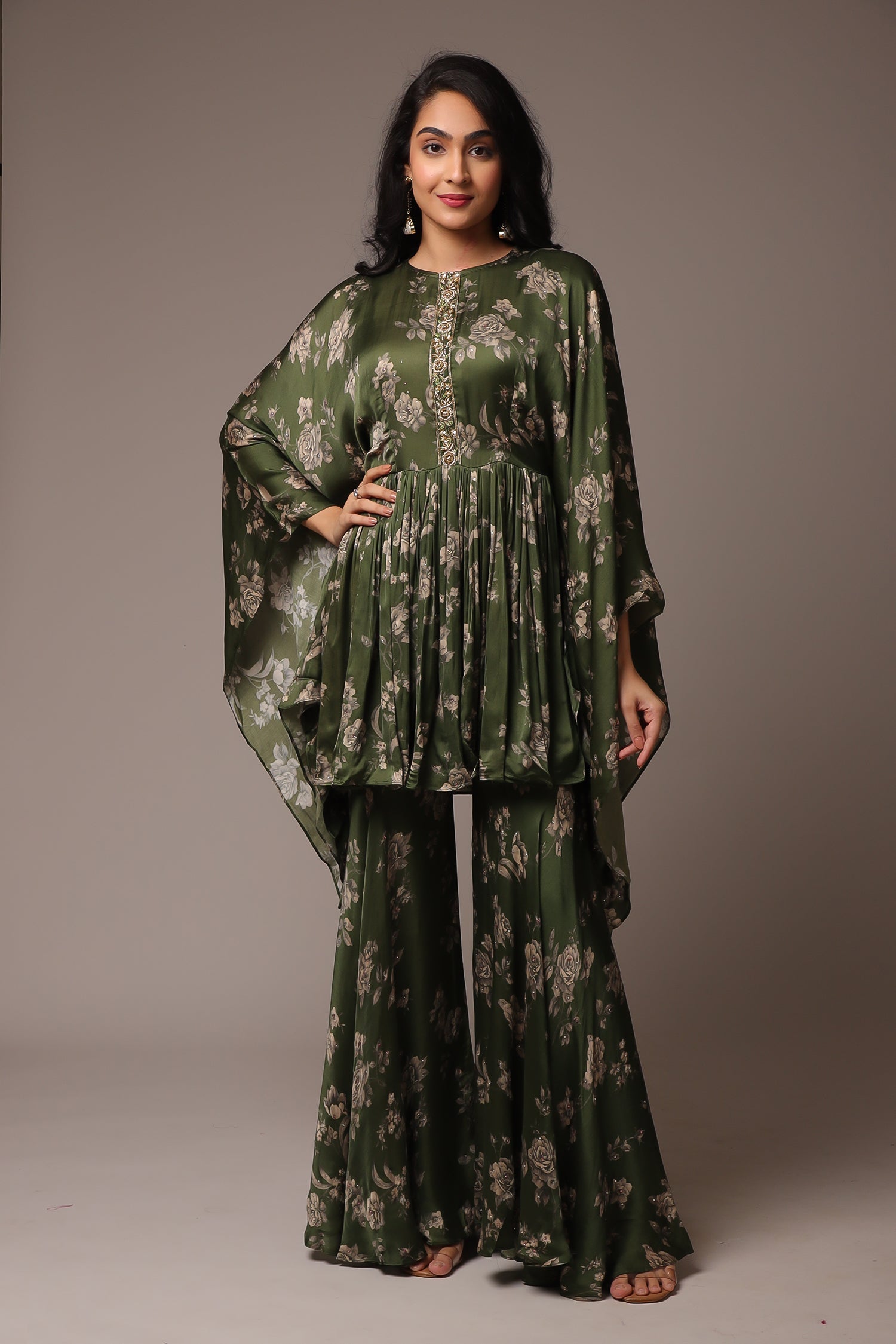 Printed Silk Indowestern with Cutdana work.