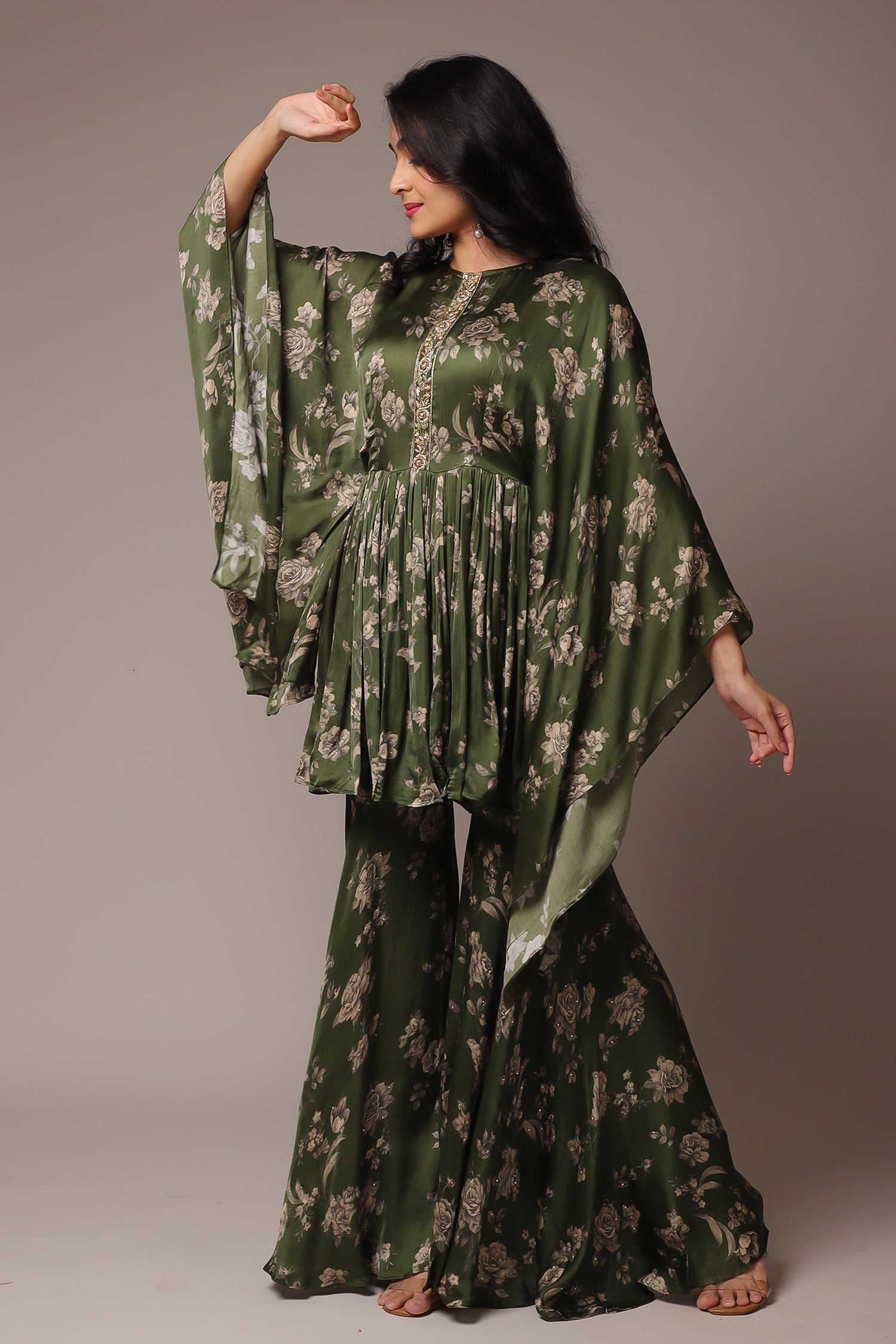 Printed Silk Indowestern with Cutdana work.