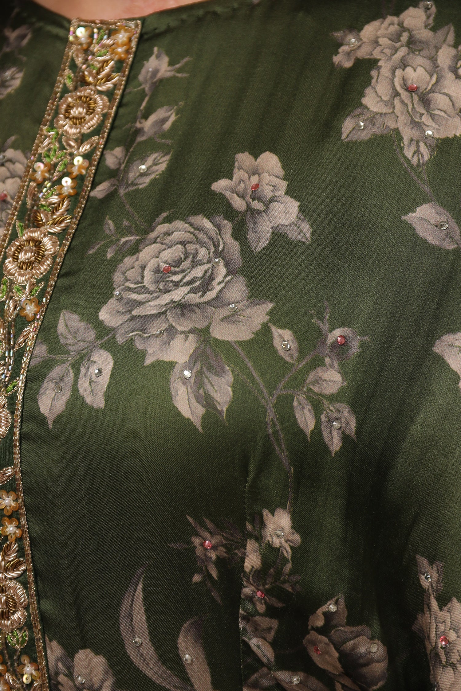 Printed Silk Indowestern with Cutdana work.