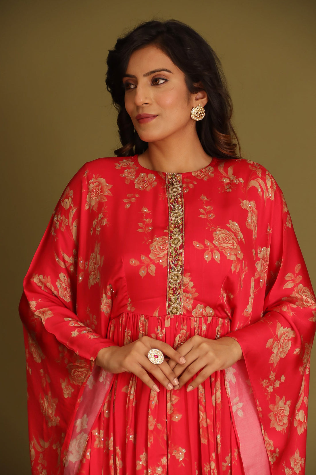 Printed Silk Indowestern with Cutdana work.