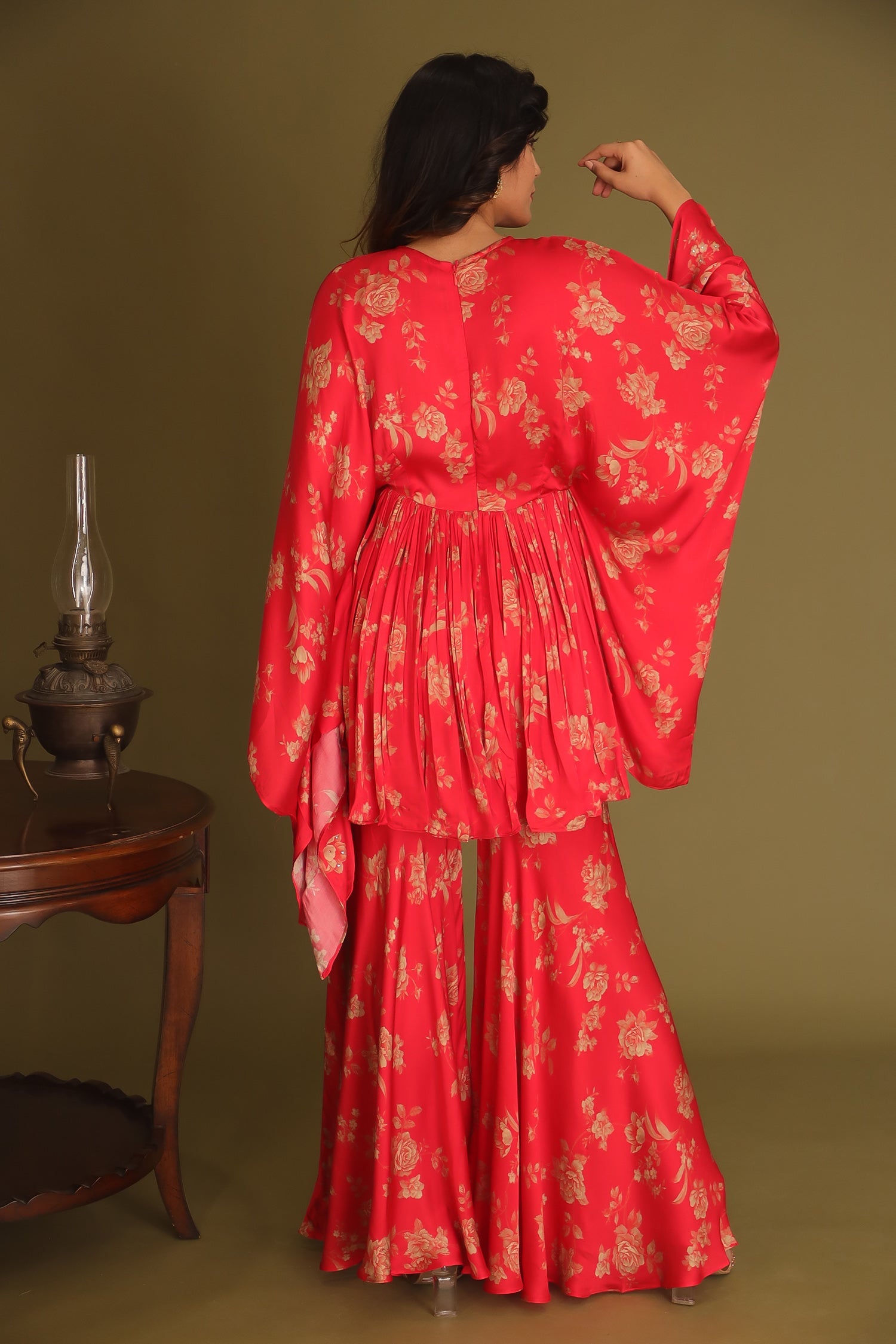 Printed Silk Indowestern with Cutdana work.