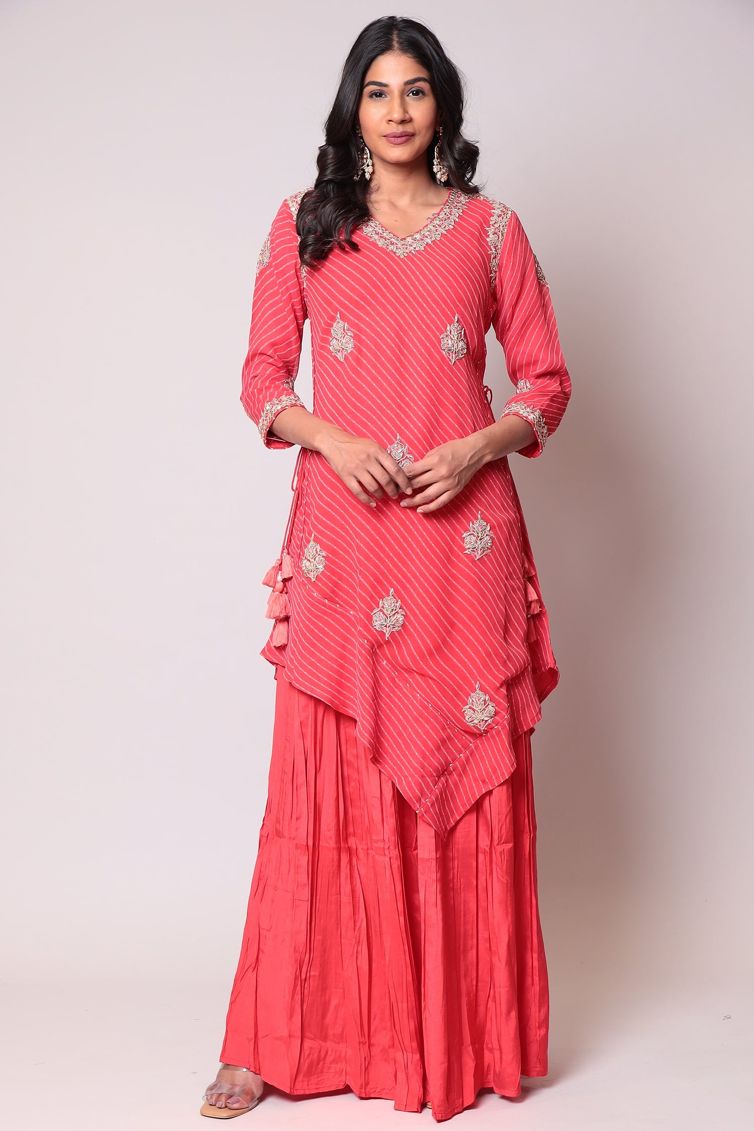 Leheriya Georgette Suit with Gota Patti work.