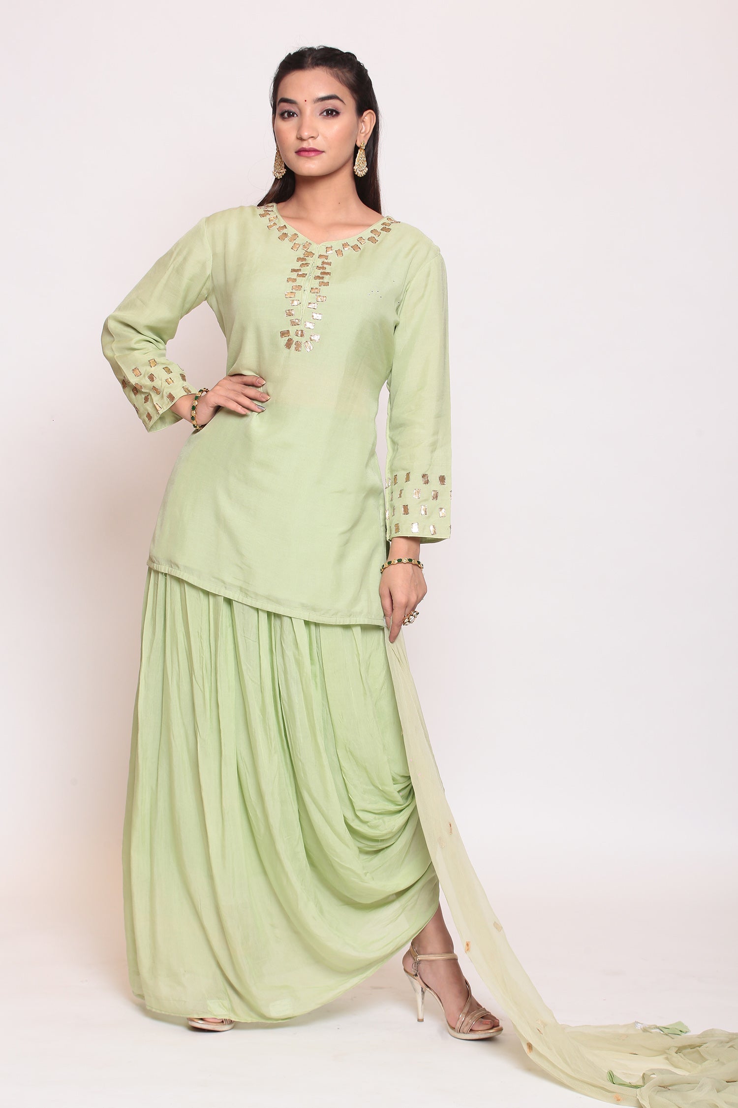 Rayon cotton  Suit  with Gota Patti work.