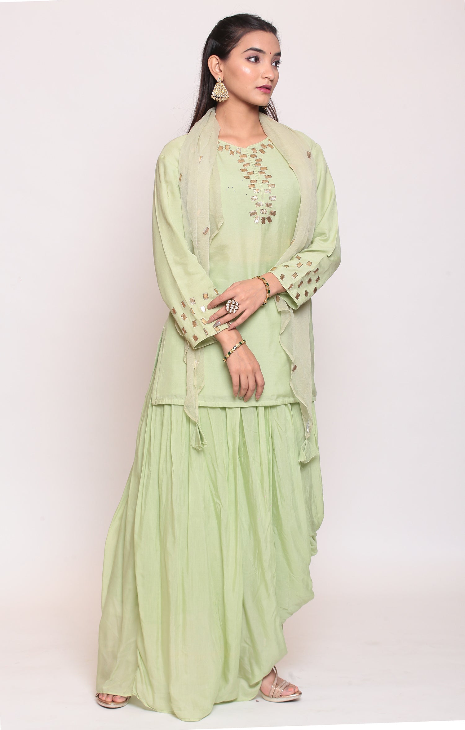 Rayon cotton  Suit  with Gota Patti work.