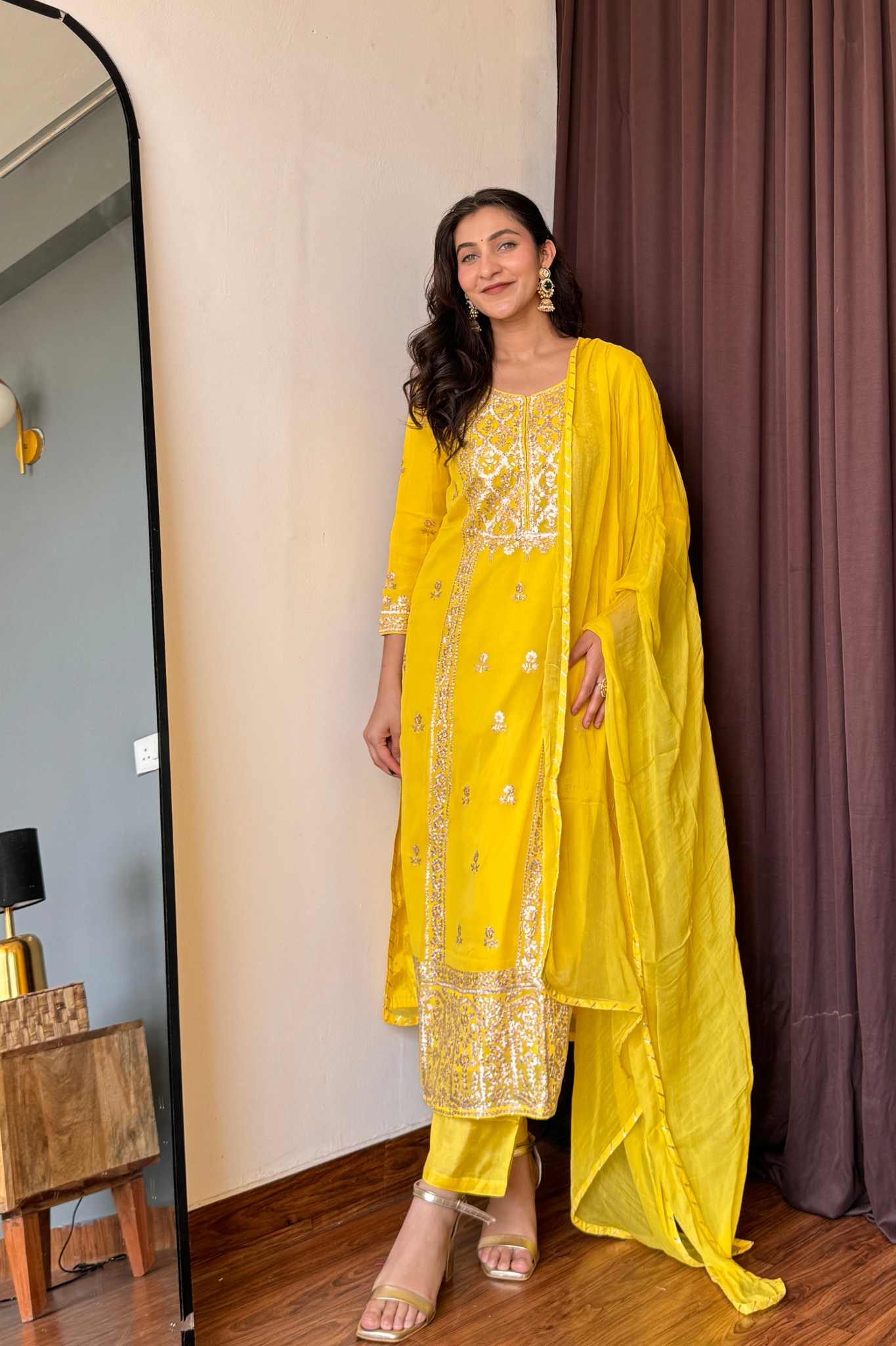 Georgette Suit Embroidered with Pittan work