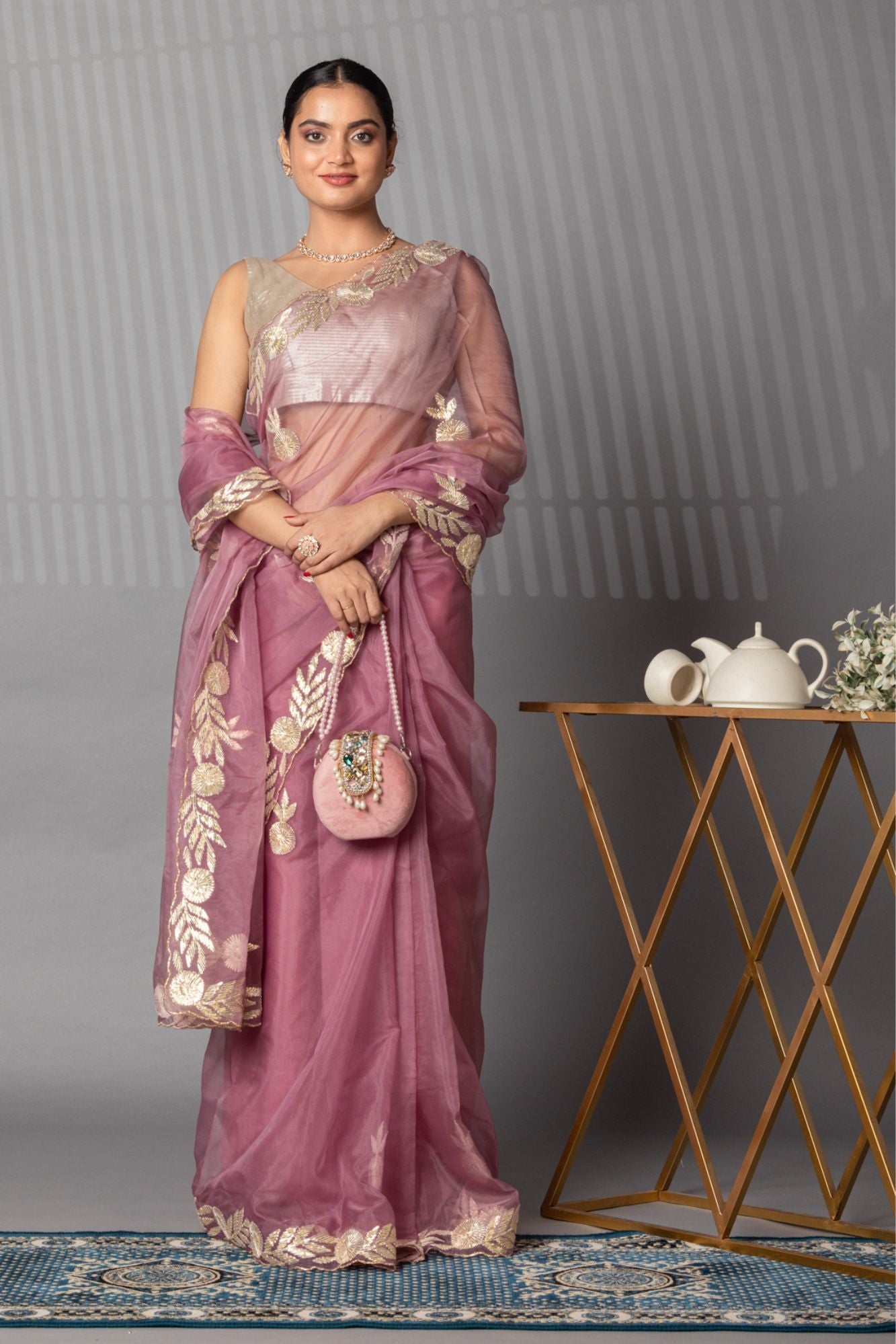 Elegant Gota Work Organza Saree