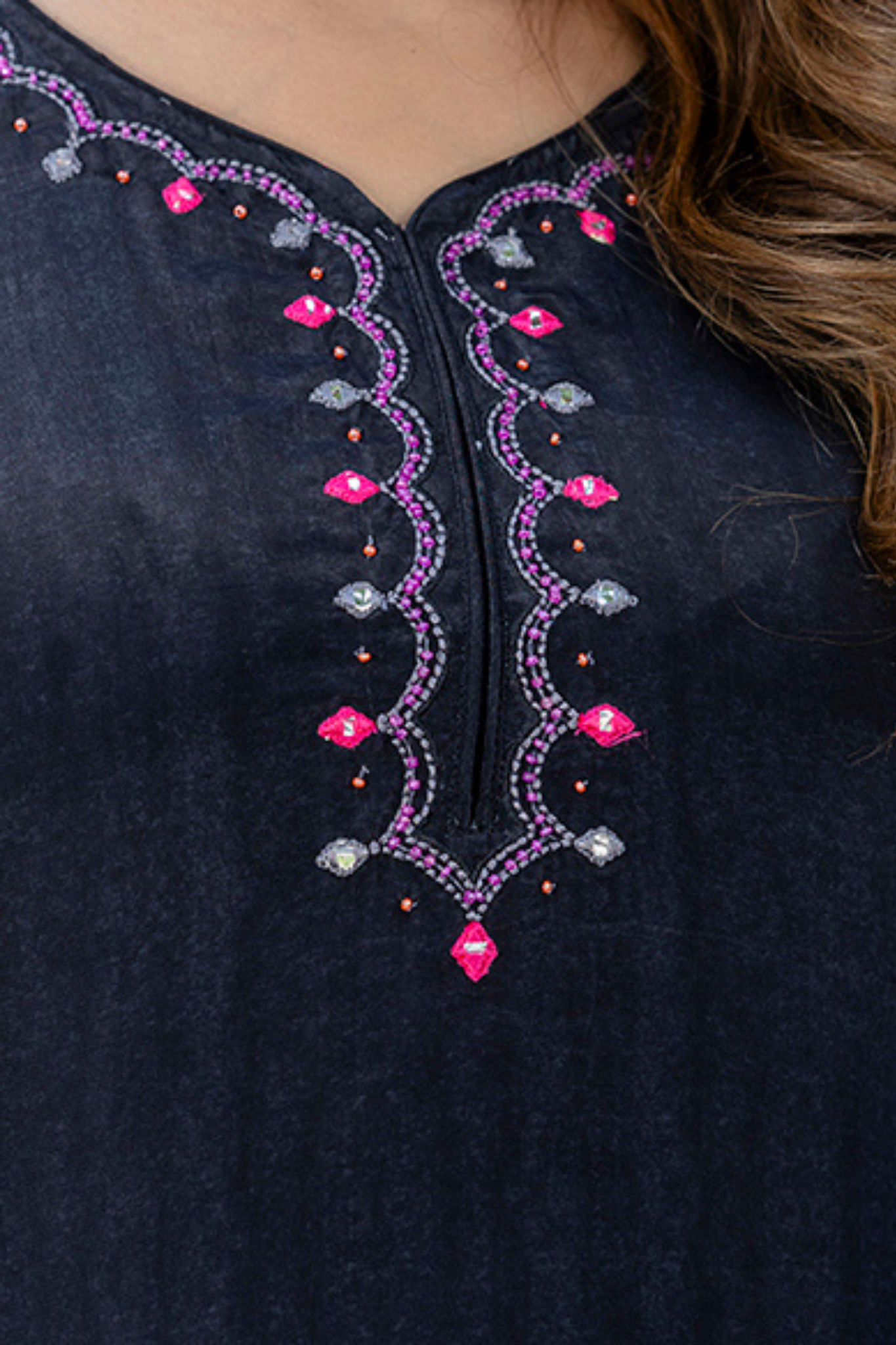 Printed Silk Blend Kurta Set with Embroidered work