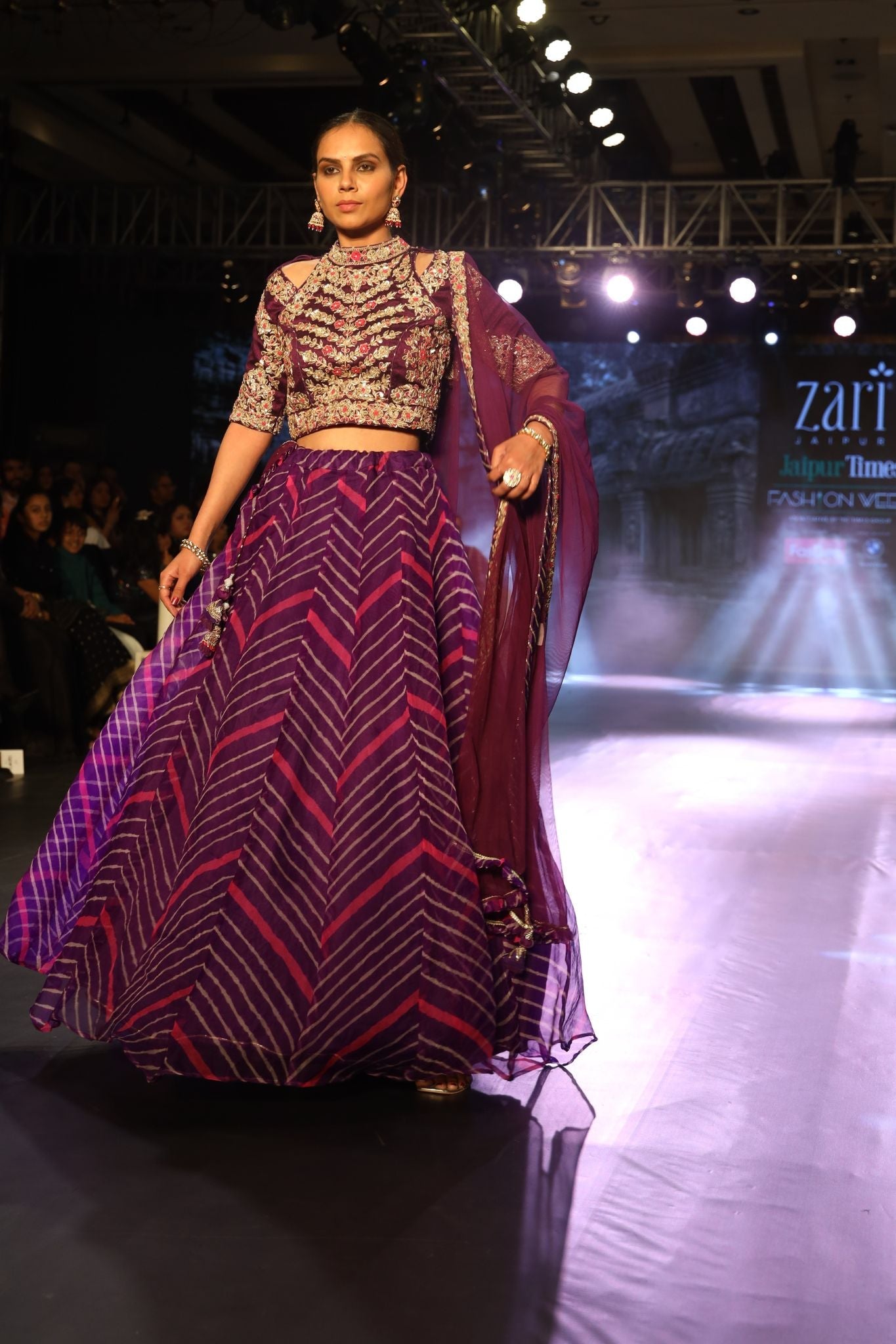 Leheriya Organza Lehenga Embroidered with Zardozi work