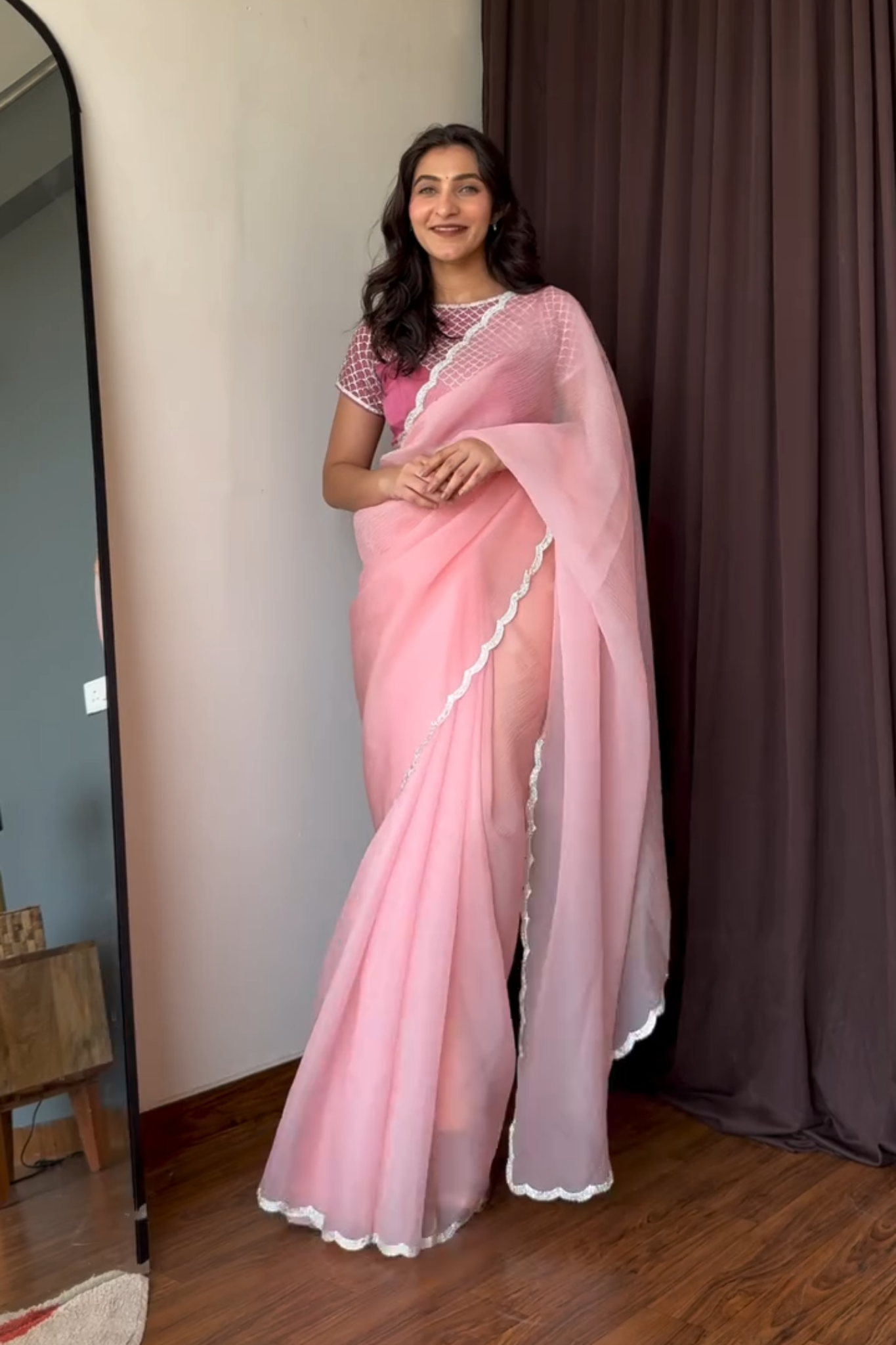 Crushed Tissue Saree with Swarovski work