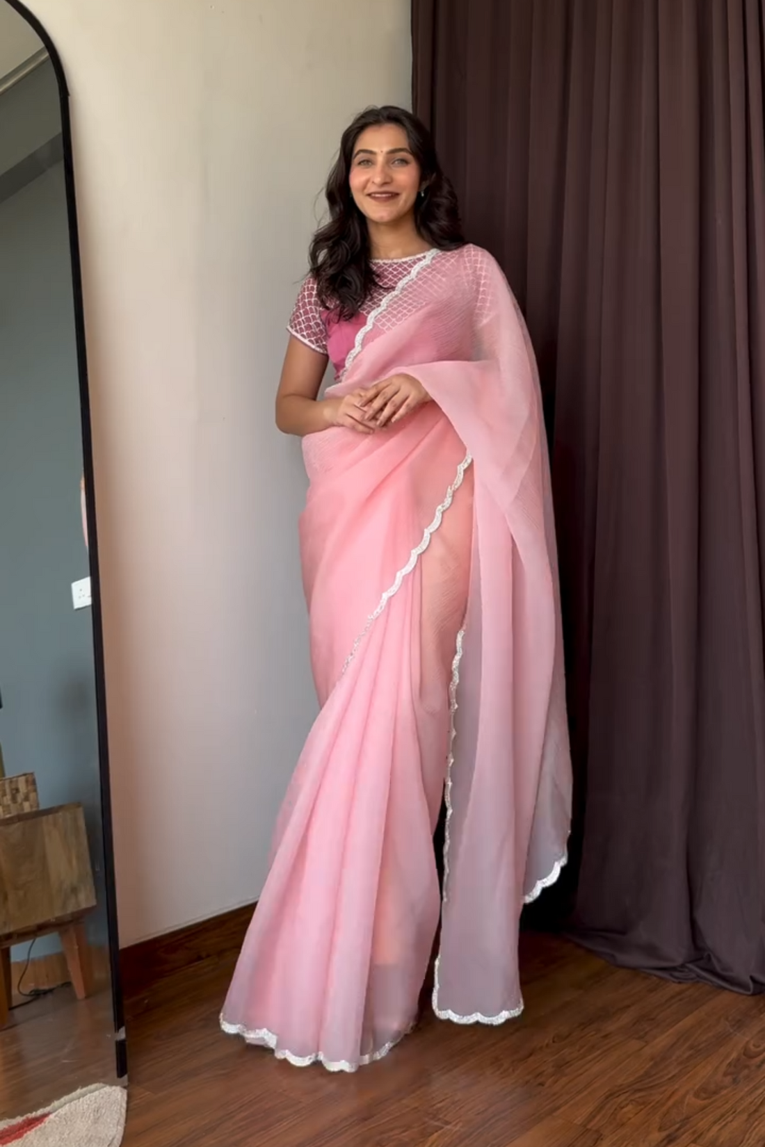 Crushed Tissue Saree with Swarovski work