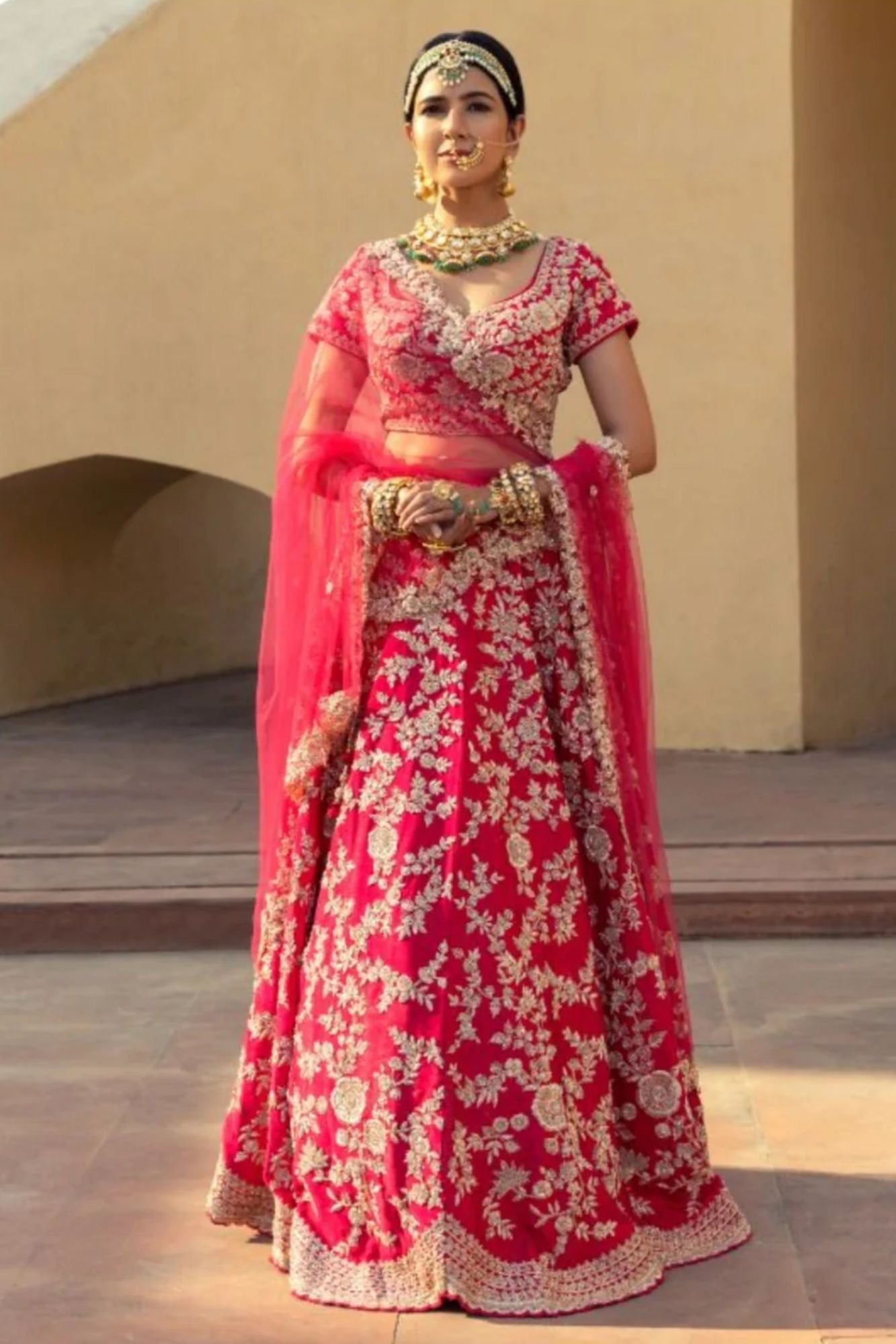 Silk Lehenga with Sequins, Zardozi work.