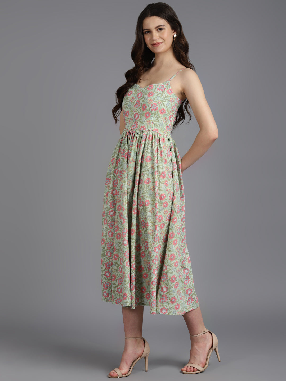 Printed A-Line Cotton Western Dress