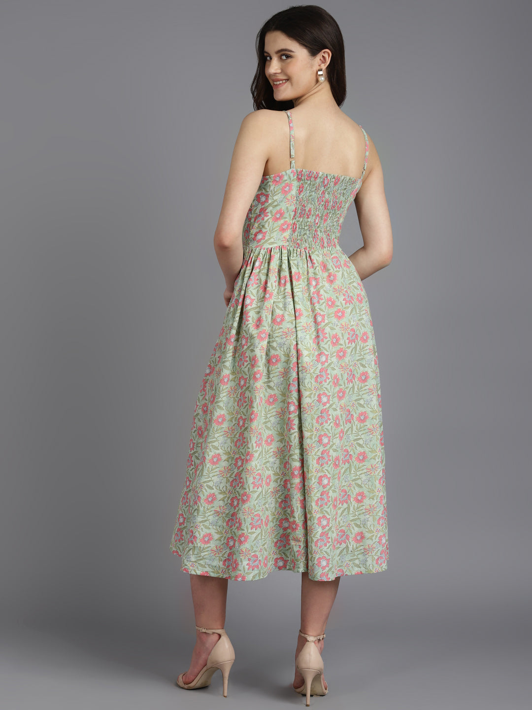 Printed A-Line Cotton Western Dress