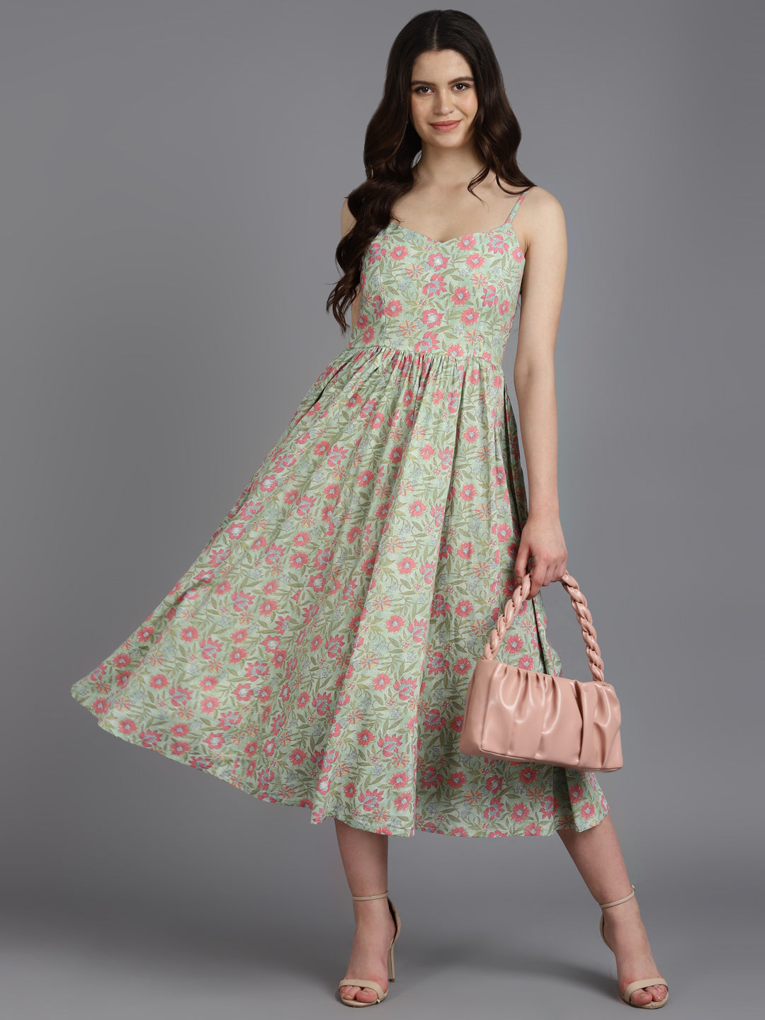 Printed A-Line Cotton Western Dress