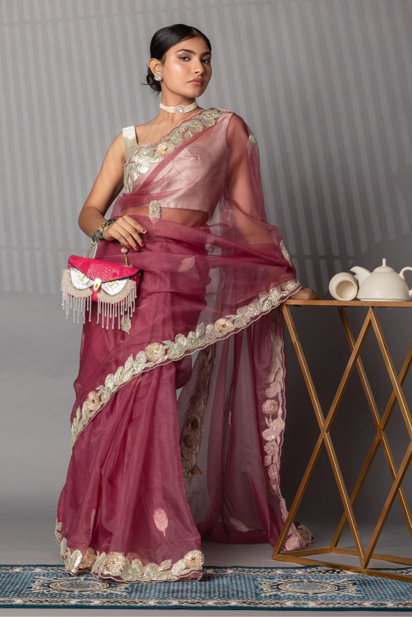 Elegant Gota Work Organza Saree