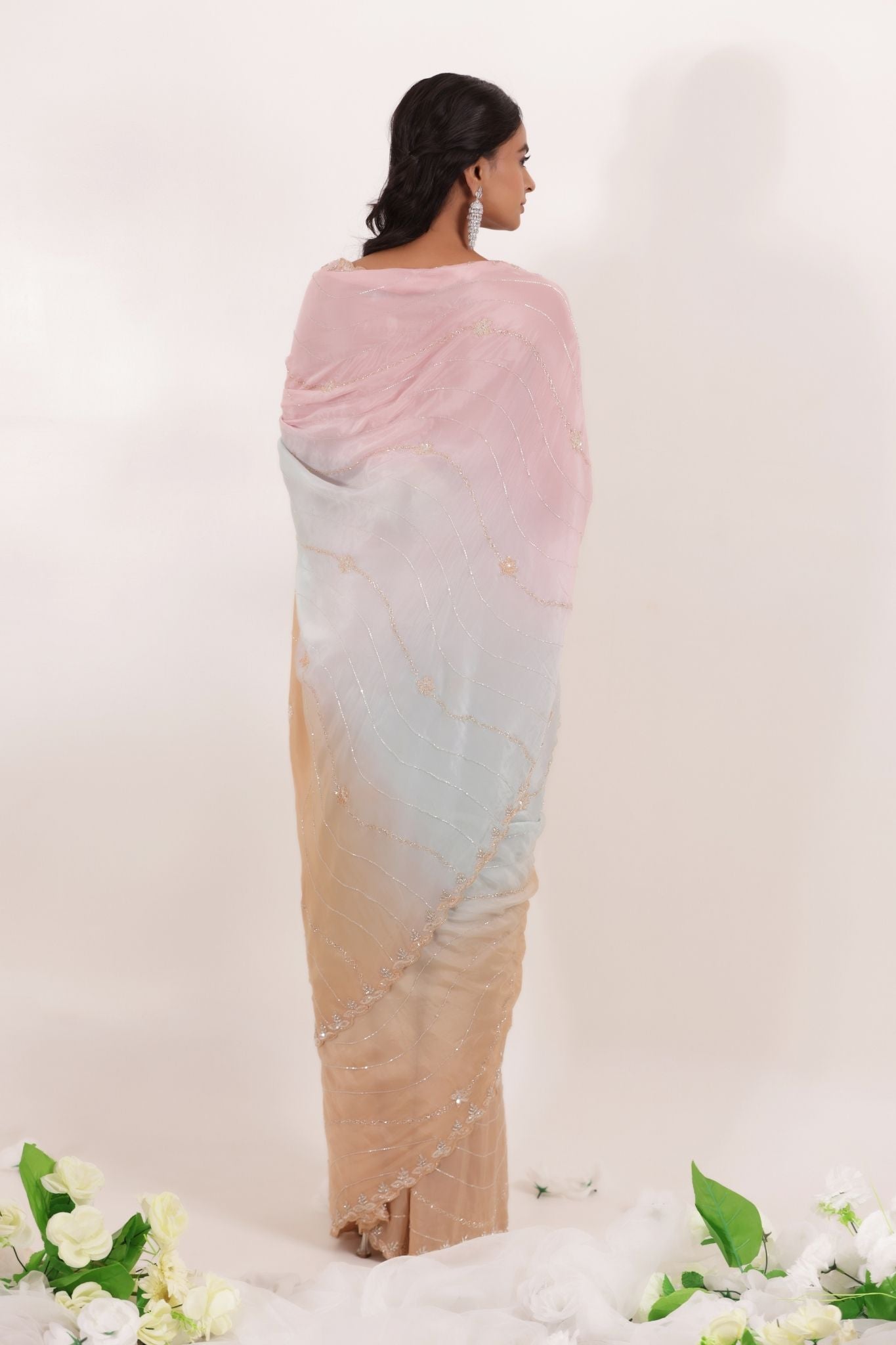 Organza Saree Embellished with Cutdana work