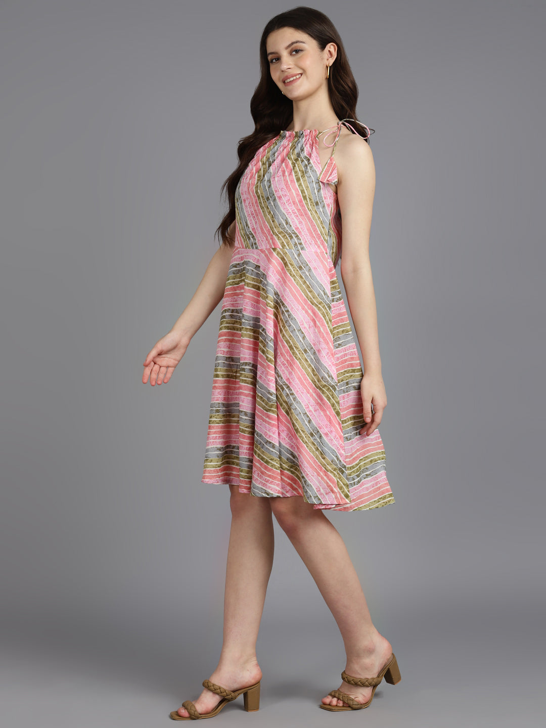 Printed A-Line Cotton Western Dress