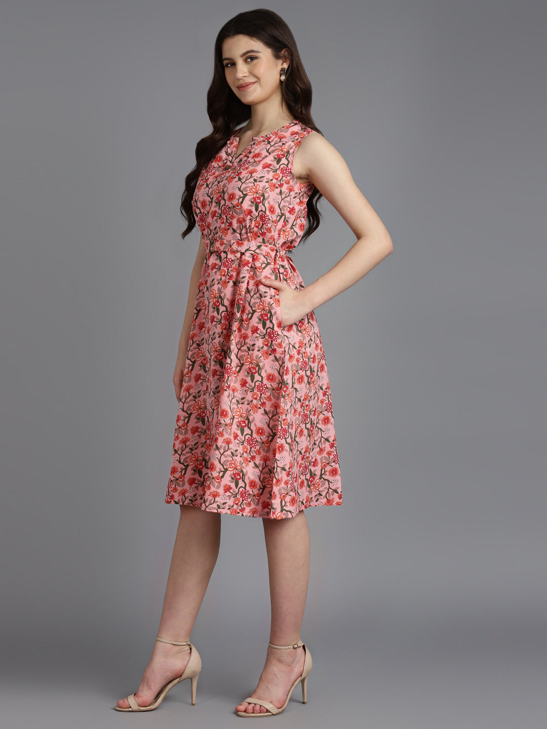 Printed A- Line Cotton Western Dress