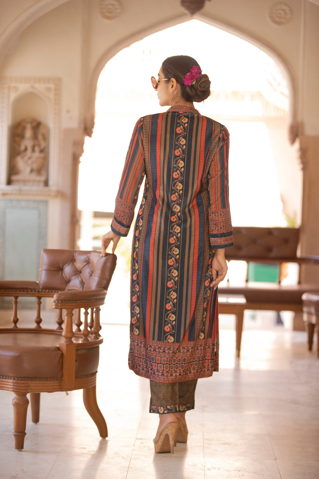 Velvet  Suit with Digital Print work.