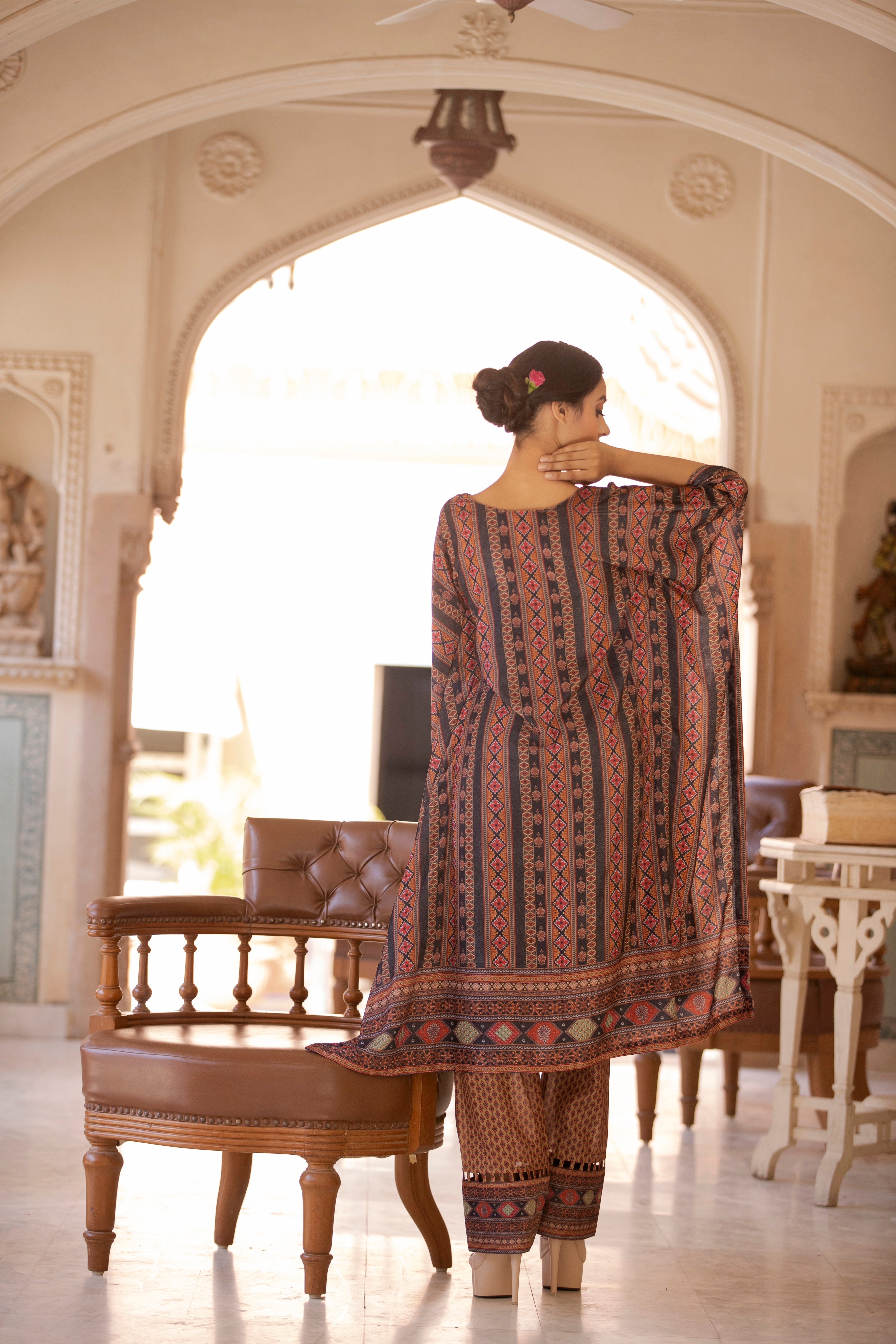 Velvet Suit with Digital Print work