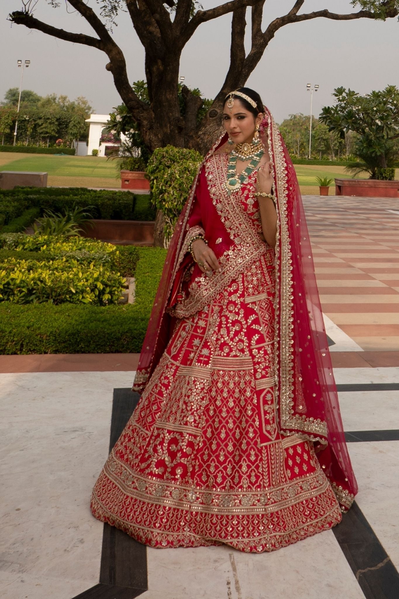 Equisite Raw Silk Lehenga with Gota Patti, Pearl and Zardozi work